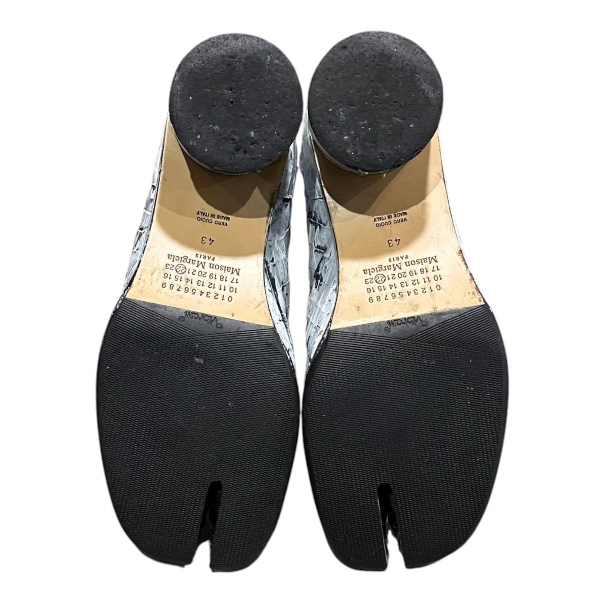 MAISON MARGIELA(メゾンマルジェラ) 21AW TABI BOOTS - Crocodile Embossed Leather Bianquet 足袋 ブーツ クロコ 型押し レザー ペンキ S57WU0132 43(27.5cm程度) ホワイト×ブラック