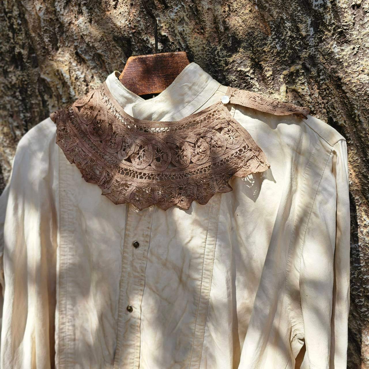 Euro vintage(ヨーロッパヴィンテージ) baten lace mini collar バテンレースのつけ襟 ベージュ