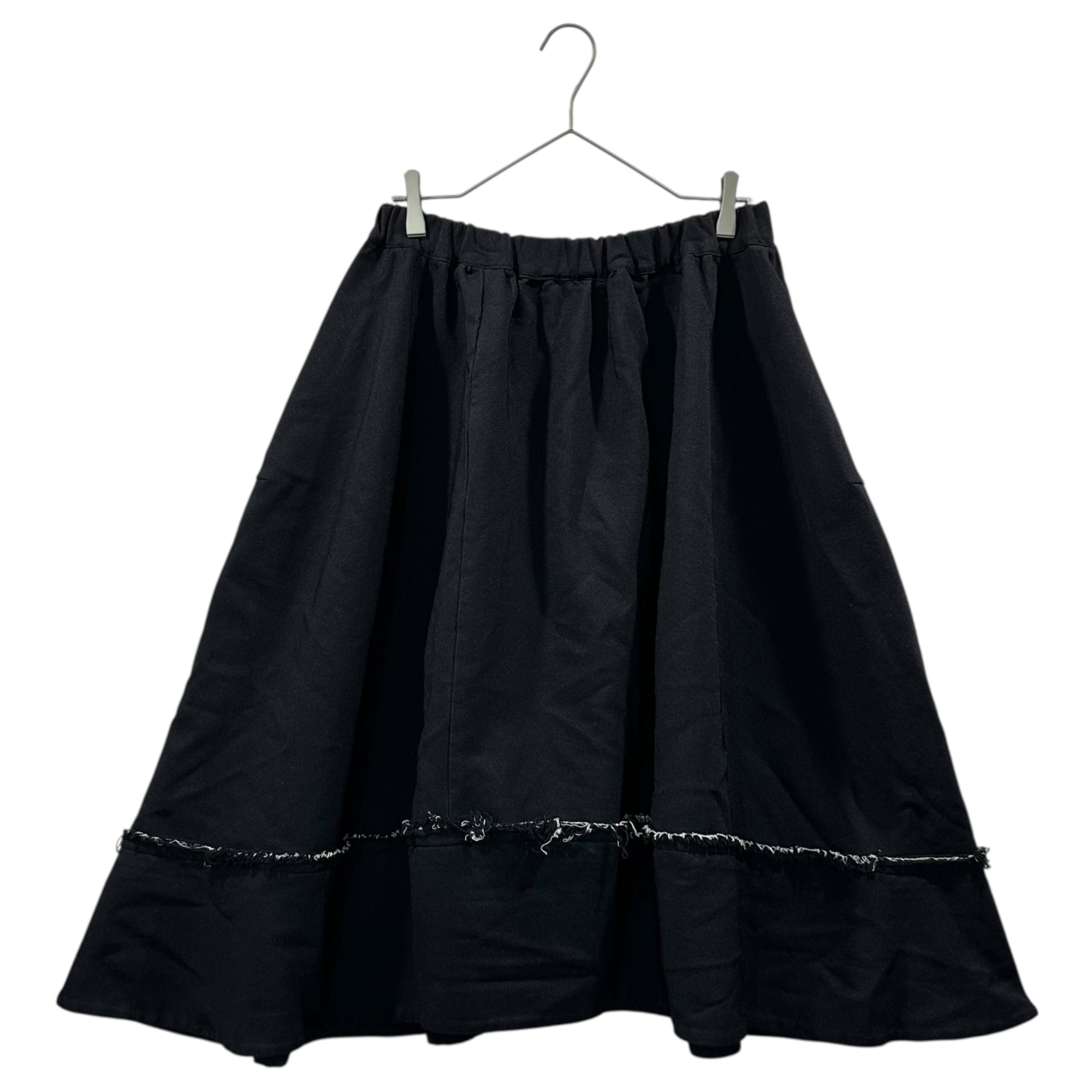 COMME des GARCONS COMME des GARCONS(コムデギャルソンコムデギャルソン) 23SS Polyester Shrink-Resistant Wide Skirt with Raw-Edge Hem and Contrast Panel ポリ縮絨 裾 切りっぱなし切替 ワイド スカート RK-S009 S ブラック AD2022