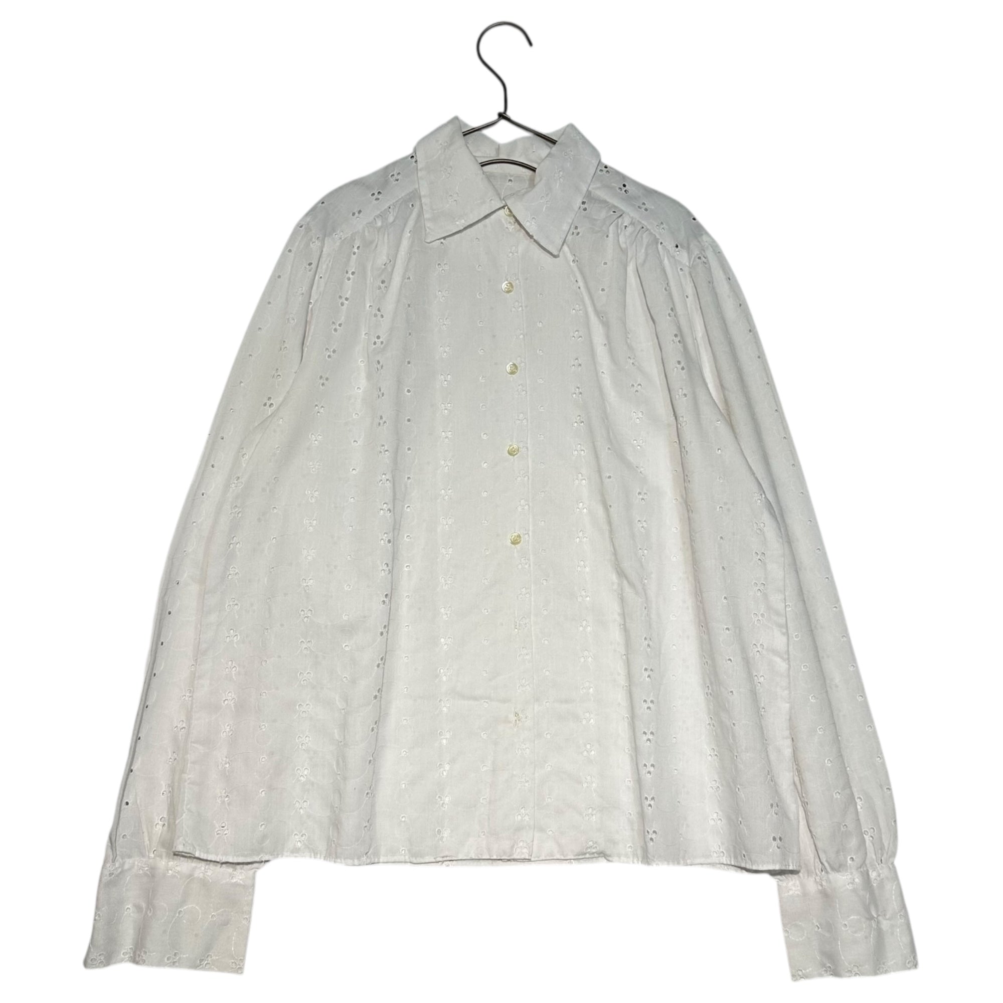 Euro Vintage(ヨーロッパヴィンテージ) Continuer_70's~ scalloped lace cotton blouse/スカラップレースコットンブラウス 表記なし(Lサイズ程度) ホワイト