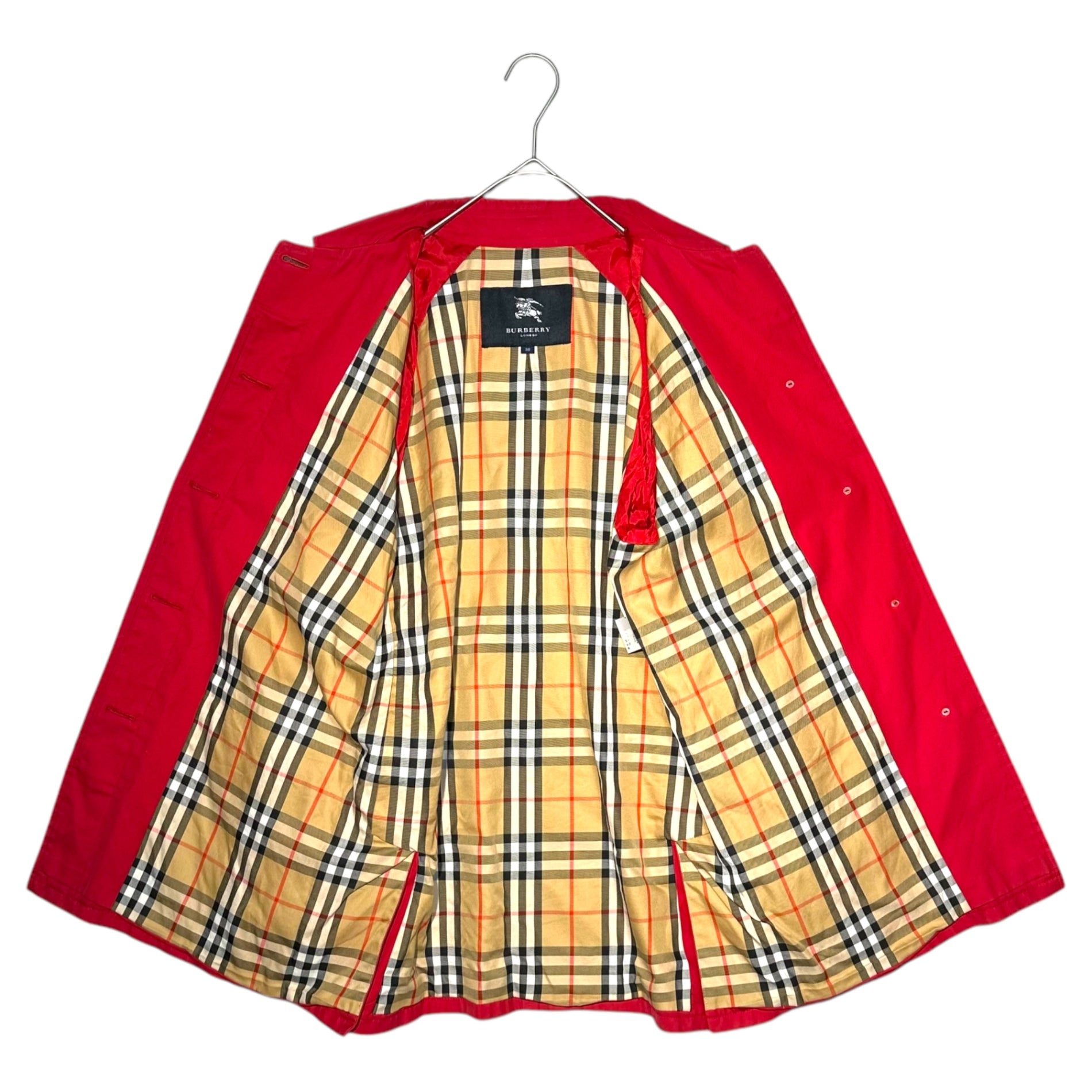 BURBERRY LONDON(バーバリーロンドン) Lined Nova Check Spring Half Coat 裏地 ノヴァ チェック スプリング ハーフ コート FRA48-012 38(M程度) レッド