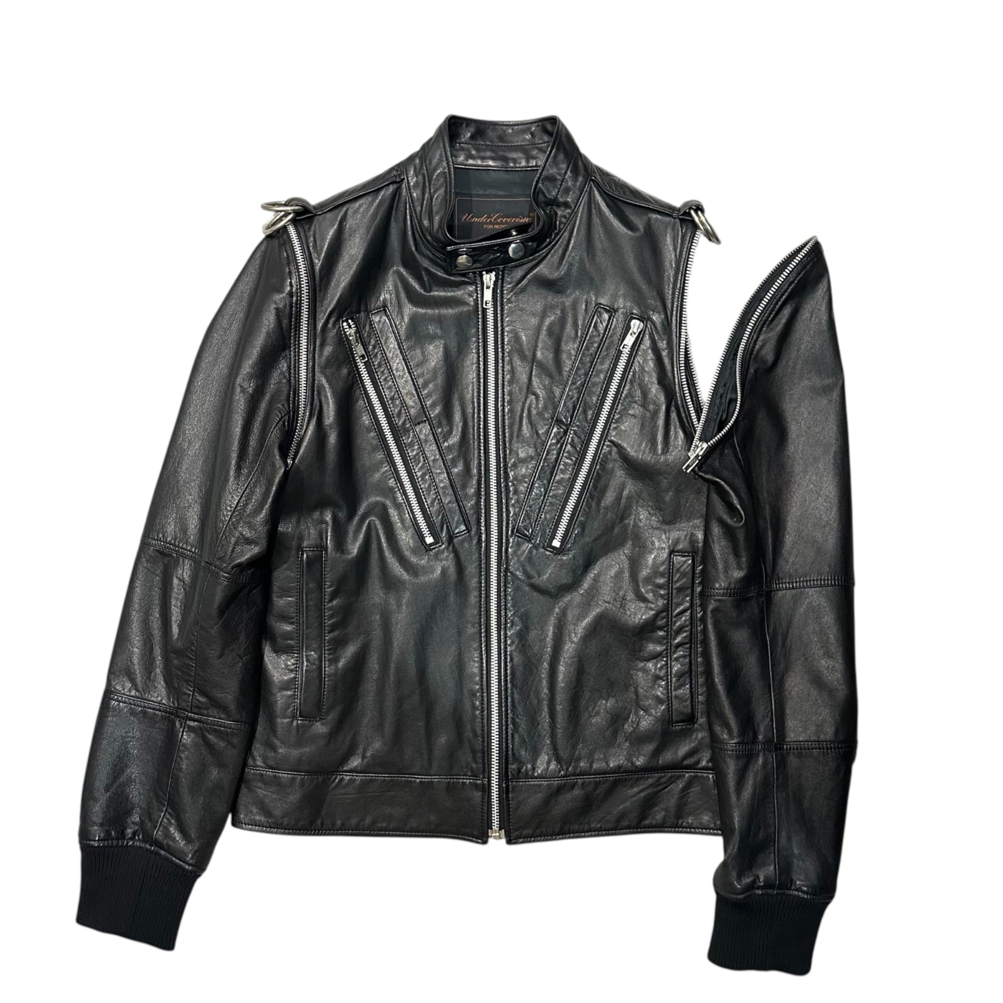 UNDERCOVERISM(アンダーカバイズム) 07AW Reverse Figure-8 Zip Leather Jacket 逆さ 八の字 ジップ レザー ジャケット 7A271-B15 2(S~M程度) ブラック Purple期 2007年秋冬 稀少 アーカイブ