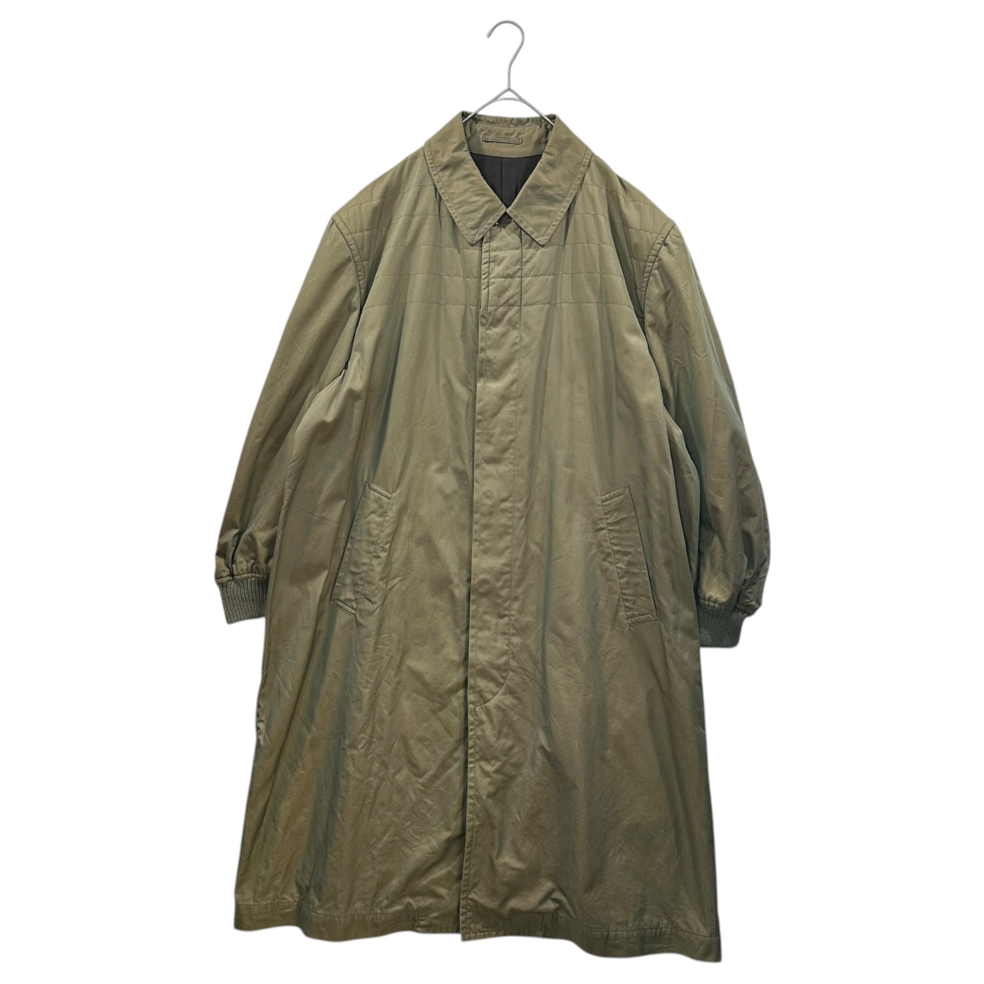 COMME des GARCONS HOMME(コムデギャルソンオム) 80's Top-Sewn Quilted Long Trench Coat in Iridescent Colors 80年代 上身頃 キルティング 玉虫 ロング トレンチコート HC-050060 M カーキ AD表記無 川久保玲 本人期 ヴィンテージ 稀少アイテム