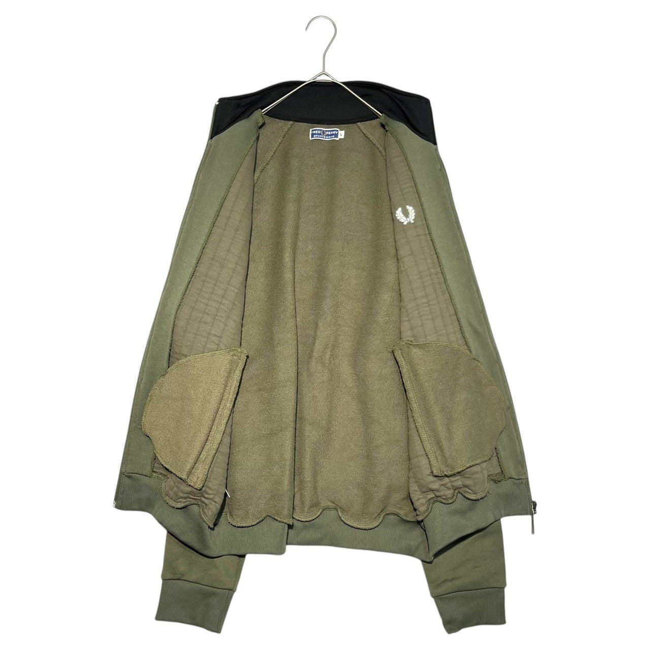 FRED PERRY(フレッドペリー) Striped stitch track jacket ストライプ ステッチ トラック ジャケット J1378 L オリーブ