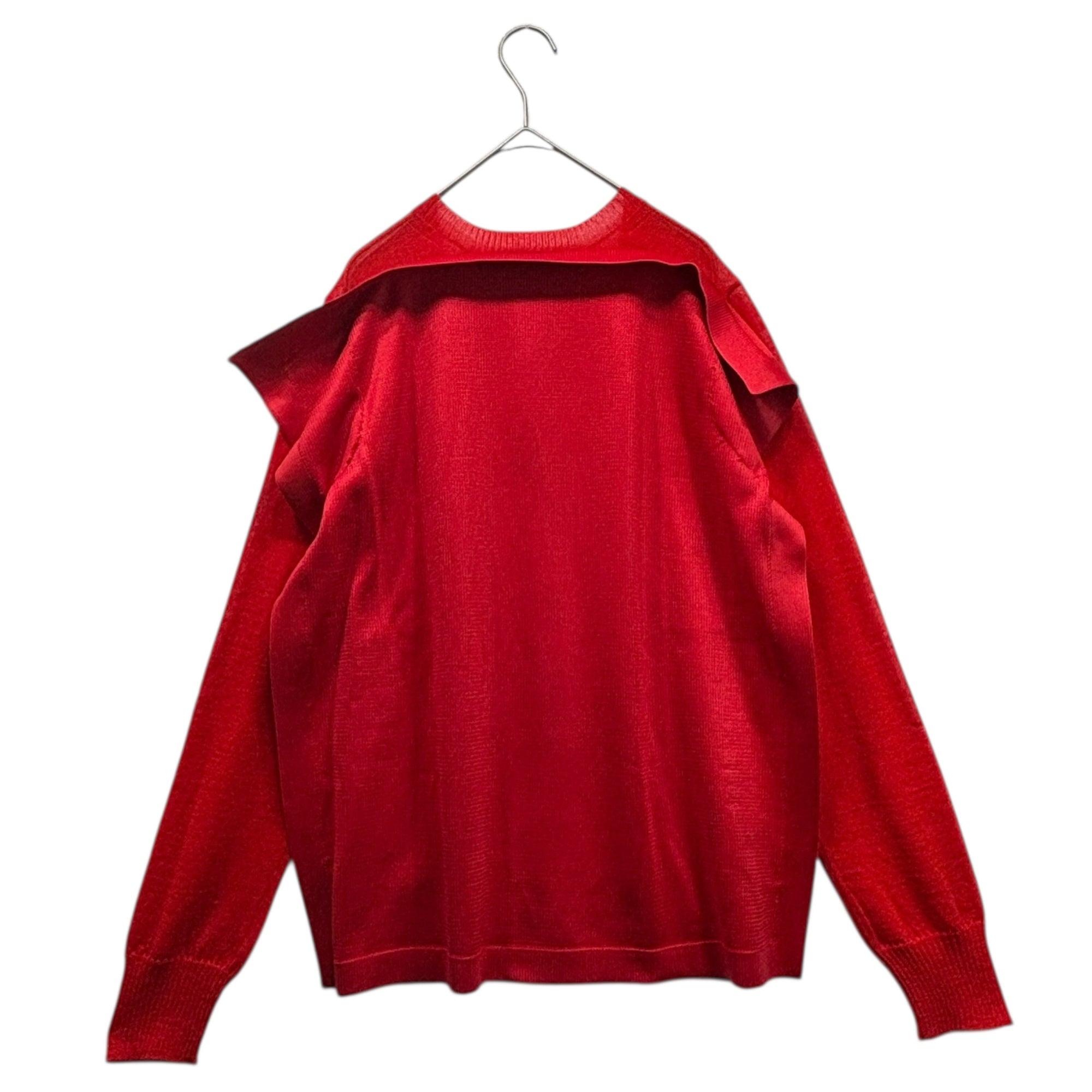 COMME des GARCONS JUNYA WATANABE(コムデギャルソンジュンヤワタナベ) 15SS Poly-Wool Back Panel Flat Design Button Cardigan ポリ ウール 背中 平面 デザイン ボタン カーディガン JO-N022 M レッド AD2014