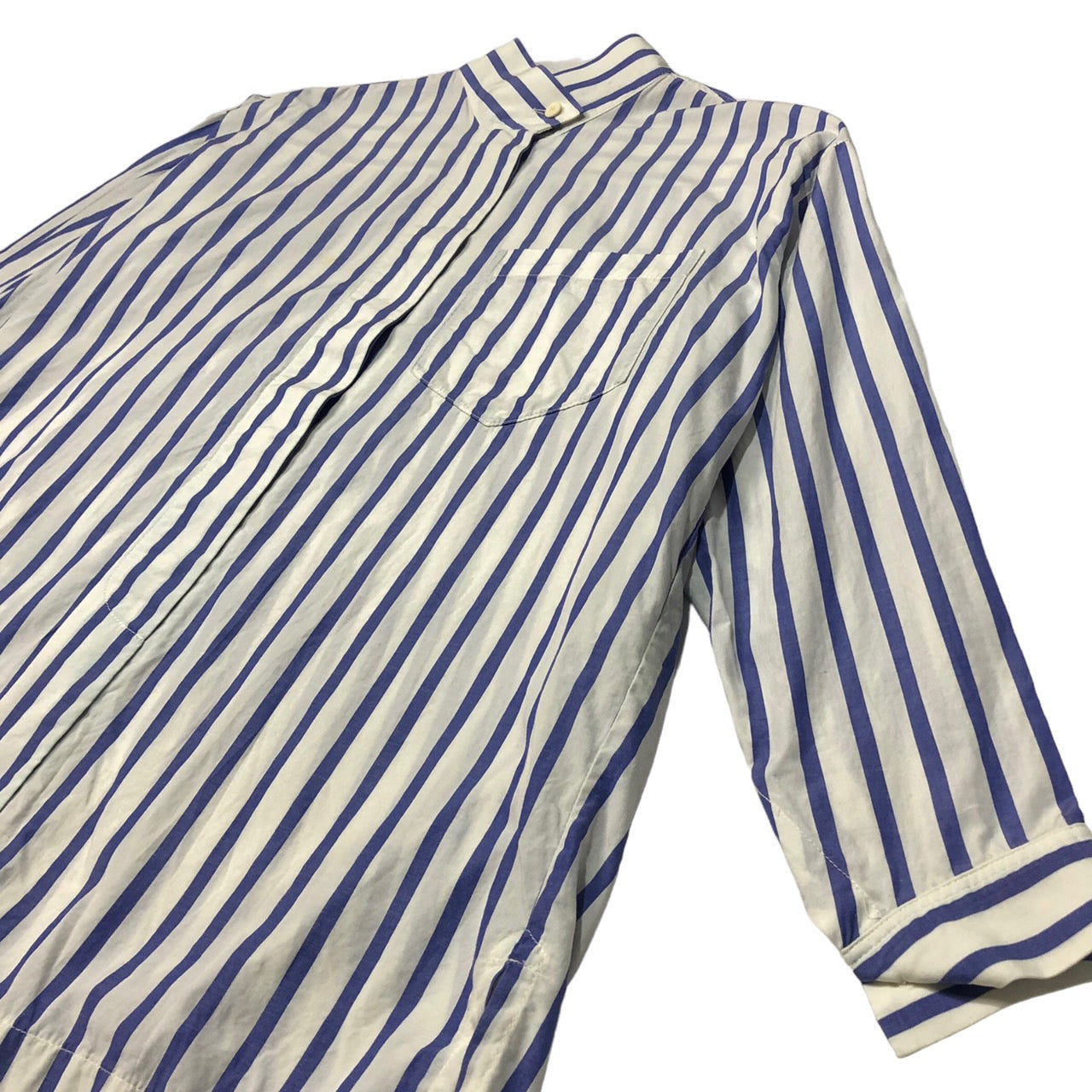 ISSEY MIYAKE(イッセイミヤケ) 80's筆タグスタンドカラーストライプシャツ JG12099 M ブルー×ホワイト