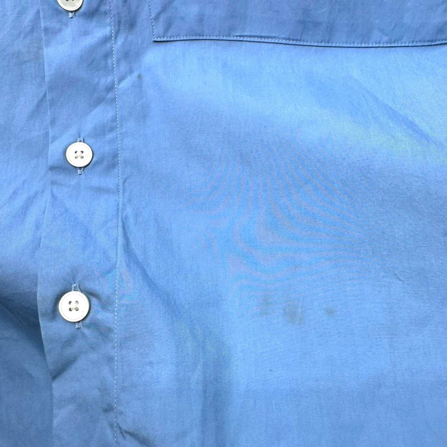 AURALEE(オーラリー) 24AW WASHED FINX TWILL BIG SHIRT ウォッシュド フィンクス ツイル ビッグ シャツ A24AS02TN 3(メンズS程度) ブルー 汚れ、左胸お直し跡有