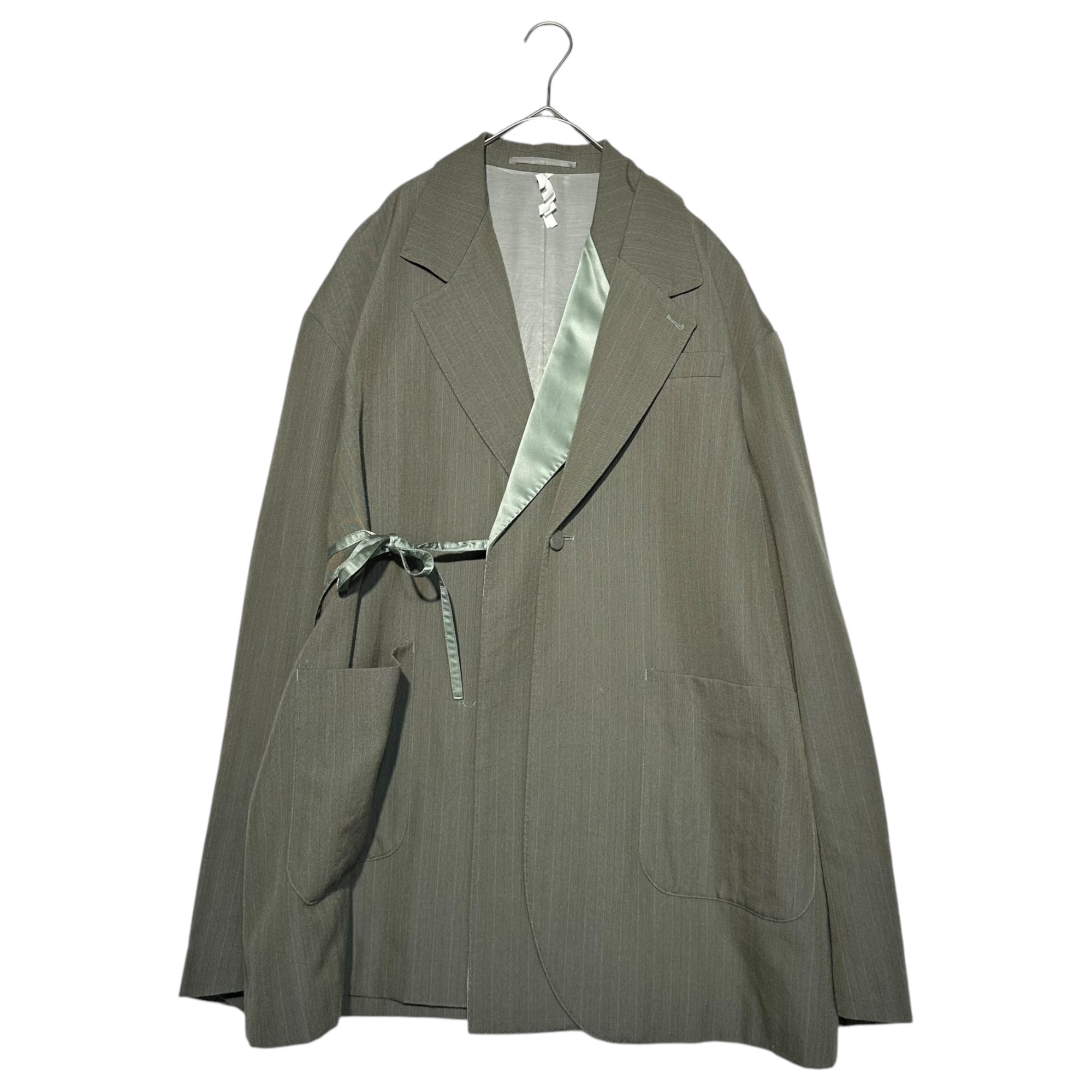 SOSHIOTSUKI(ソウシオオツキ) 22AW OVERSIZED DOUBLE SMOKING JACKET SET UP オーバーサイズ ダブル スモーキング ジャケット セットアップ S22AW05JKT / S22AW09PT JKT:44/PTS:46 グレー×グリーン スラックス 上下