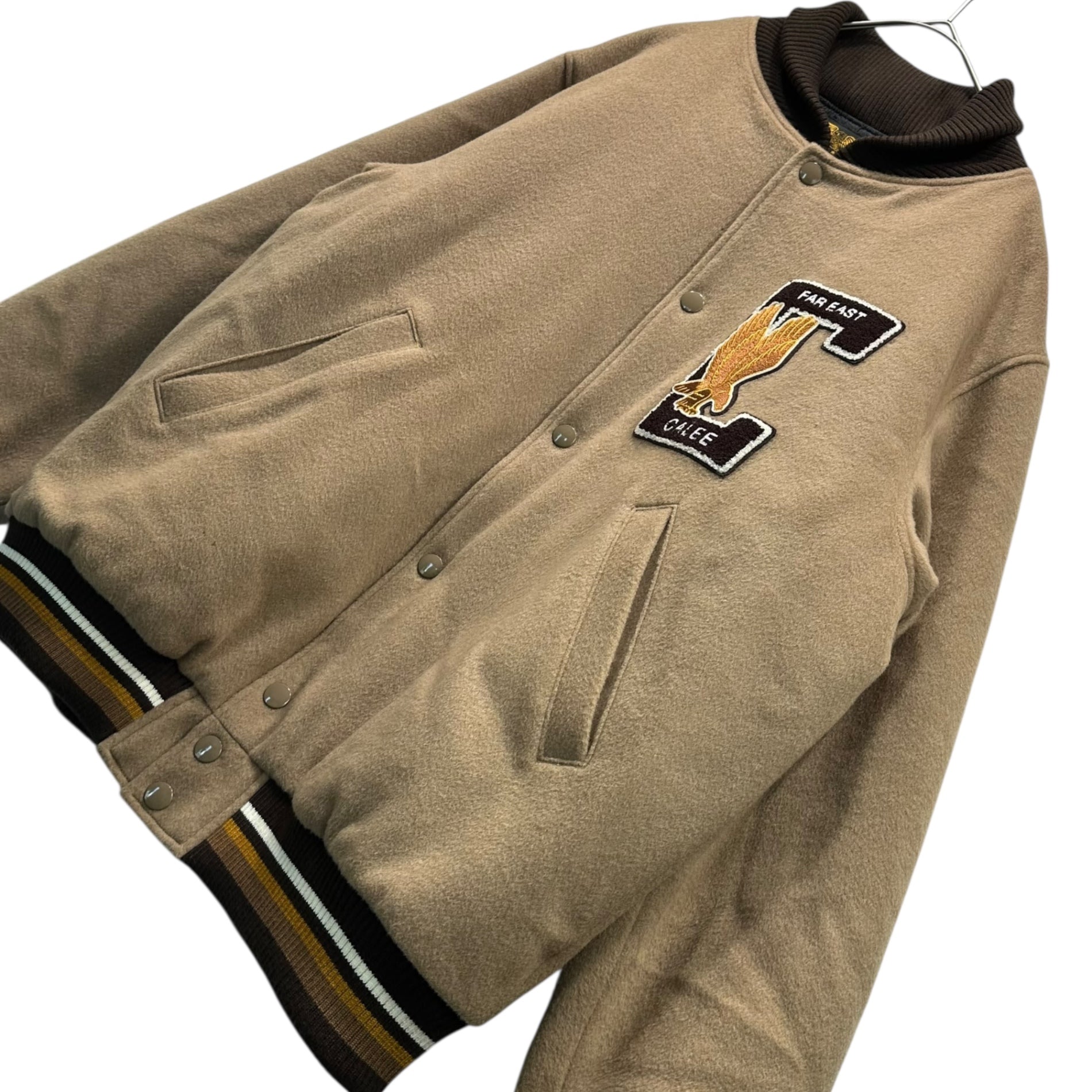 CALEE(キャリー) Chest Patch Pharaoh Jacket 胸 ワッペン ファラオ ジャケット L ベージュ×ブラウン