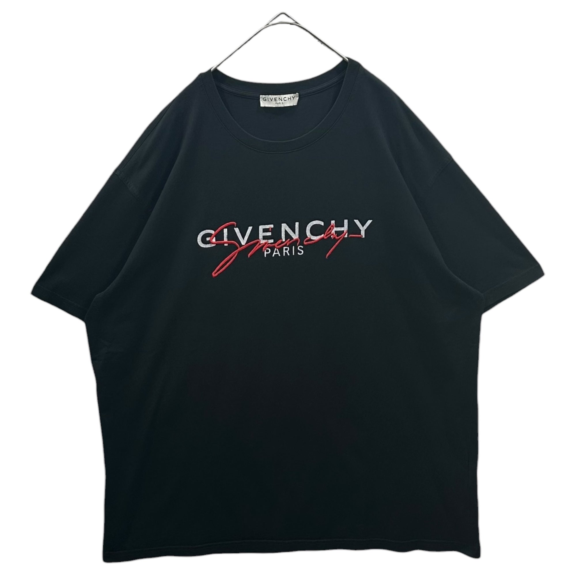 GIVENCHY(ジバンシィ) 2019AW Layered-Logo Crew-Neck T-Shirt 重ね ロゴ クルーネック Tシャツ BM70UK3002 XXL ブラック×ホワイト×レッド