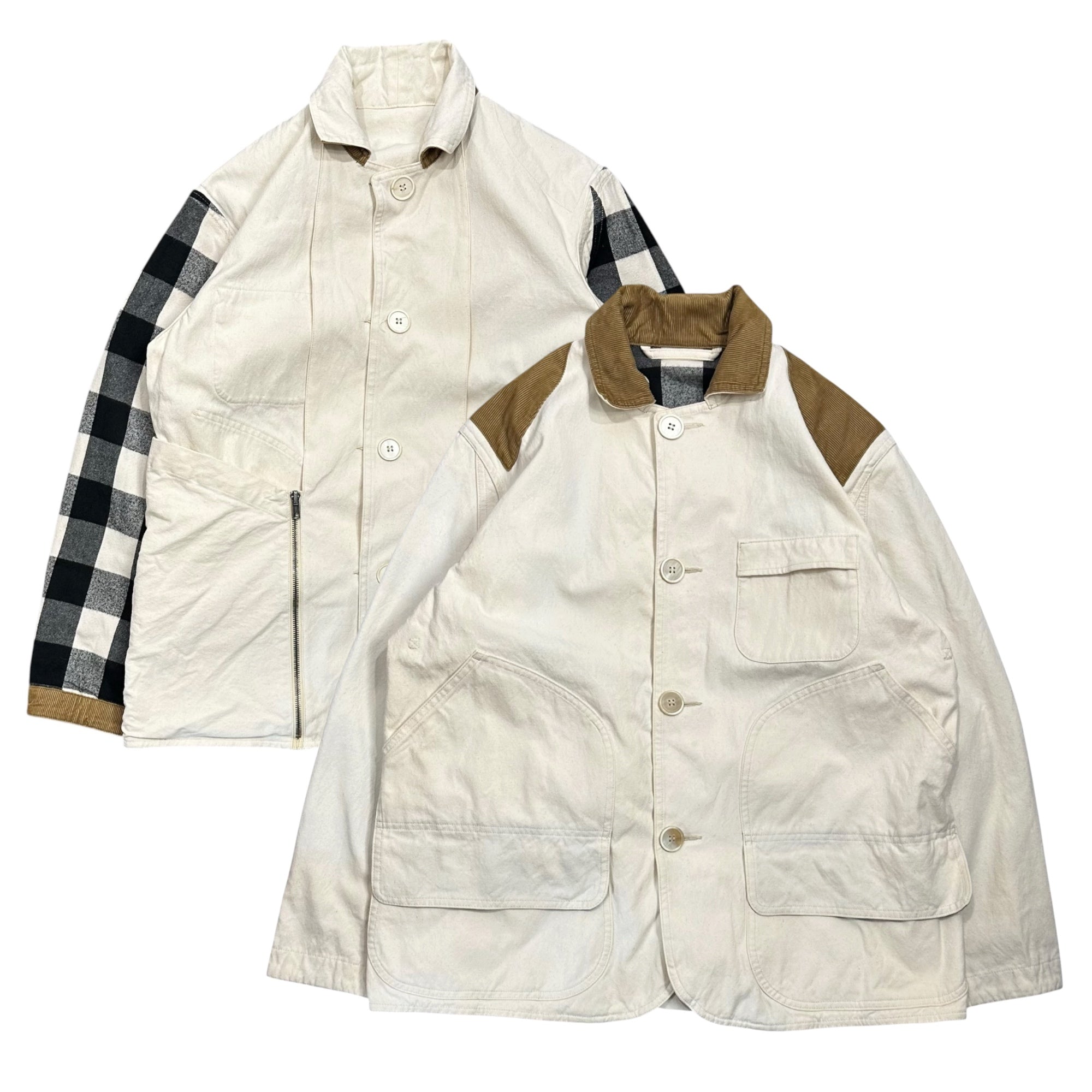MAISON MARGIELA(メゾンマルジェラ) 22SS 4WAY Check Jacket コットン キャンバス チェック ジャケット S51AM0455 36 ホワイト コート
