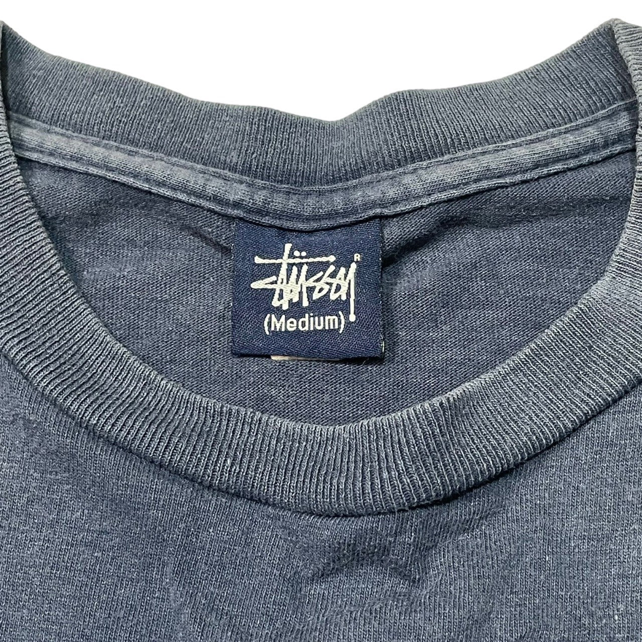 STUSSY(ステューシー) 90's~00's crown and lion 王冠 ライオン Tシャツ 紺タグ SIZE M ネイビー×イエロー 90~00年代 OLD STUSSY