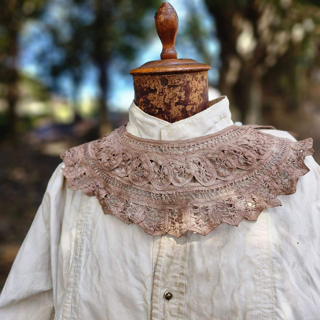 Euro vintage(ヨーロッパヴィンテージ) baten lace mini collar バテンレースのつけ襟 ベージュ