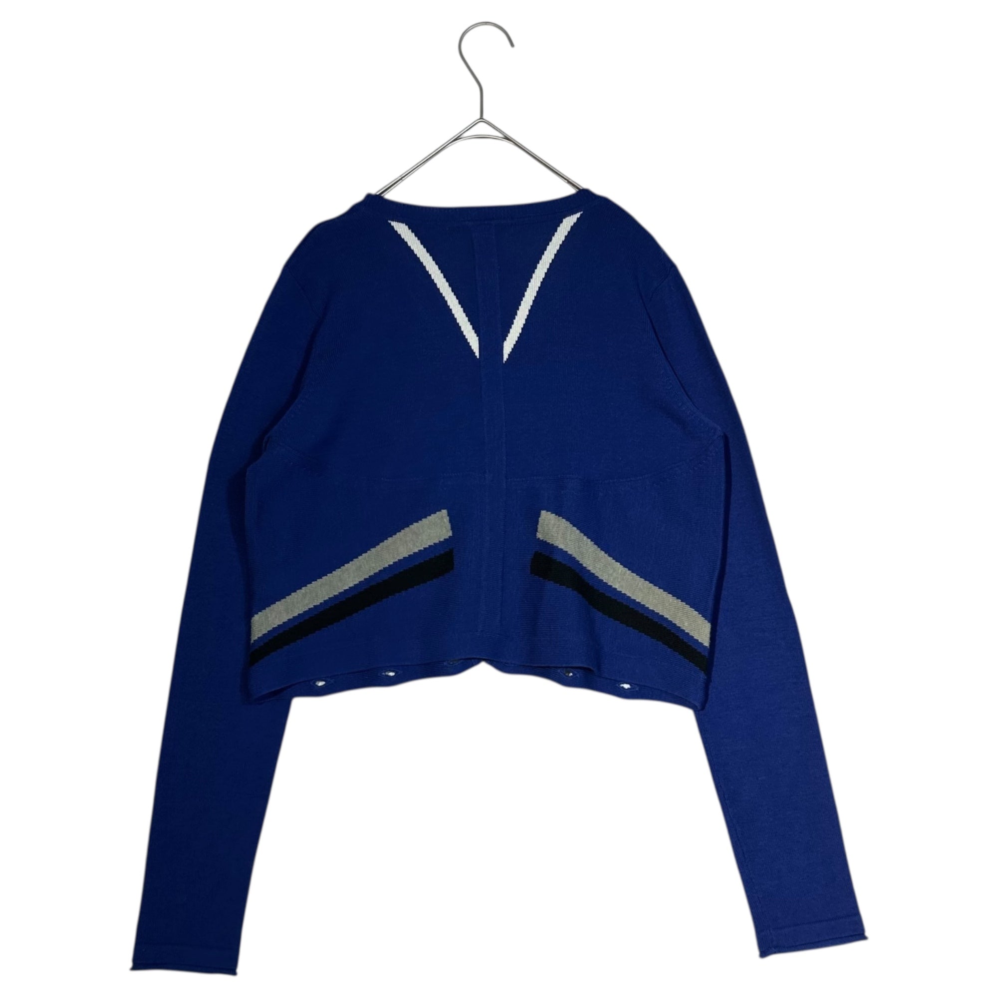 MARITHE FRANCOIS GIRBAUD(マリテフランソワジルボー) 00's 2WAY Cotton Cross Button Gimmick Cardigan コットン ミックス クロス ボタン ギミック ニット カーディガン F5-8246 S ブルー Y2K