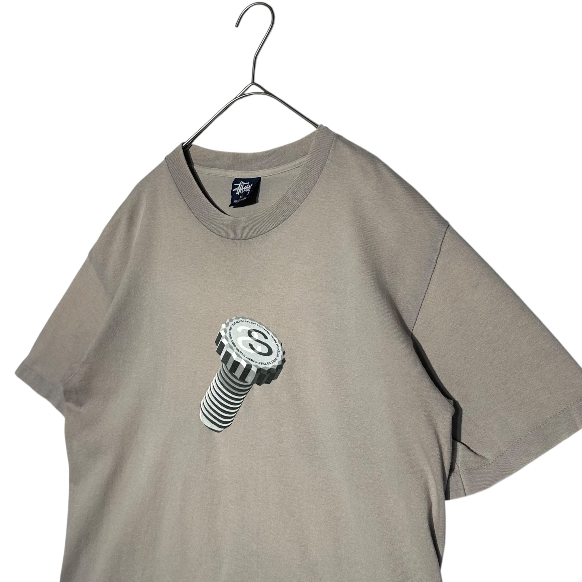 STUSSY(ステューシー) 90's USA made Screw Logo Print T-Shirt ネジ ロゴ プリント Tシャツ M ベージュ 90年代 USA製