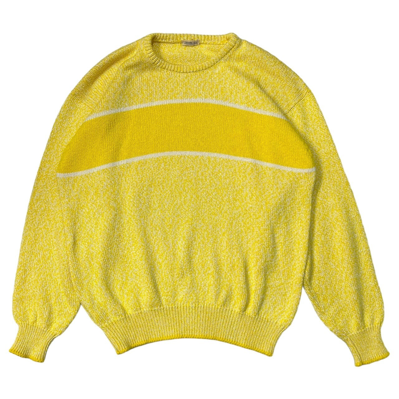 malo(マーロ) 80’s~90's vintage loose knit ヴィンテージ オーバーサイズ コットン ニット SIZE 48(L程度) イエロー×ホワイト