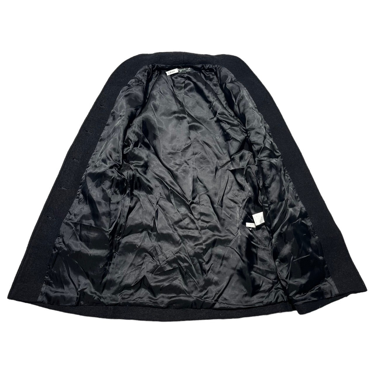 agnes b.(アニエスベー) Stand collar wool coat スタンドカラー ウール コート H197JW63 Tイ(S程度) ブラック メルトン 厚手