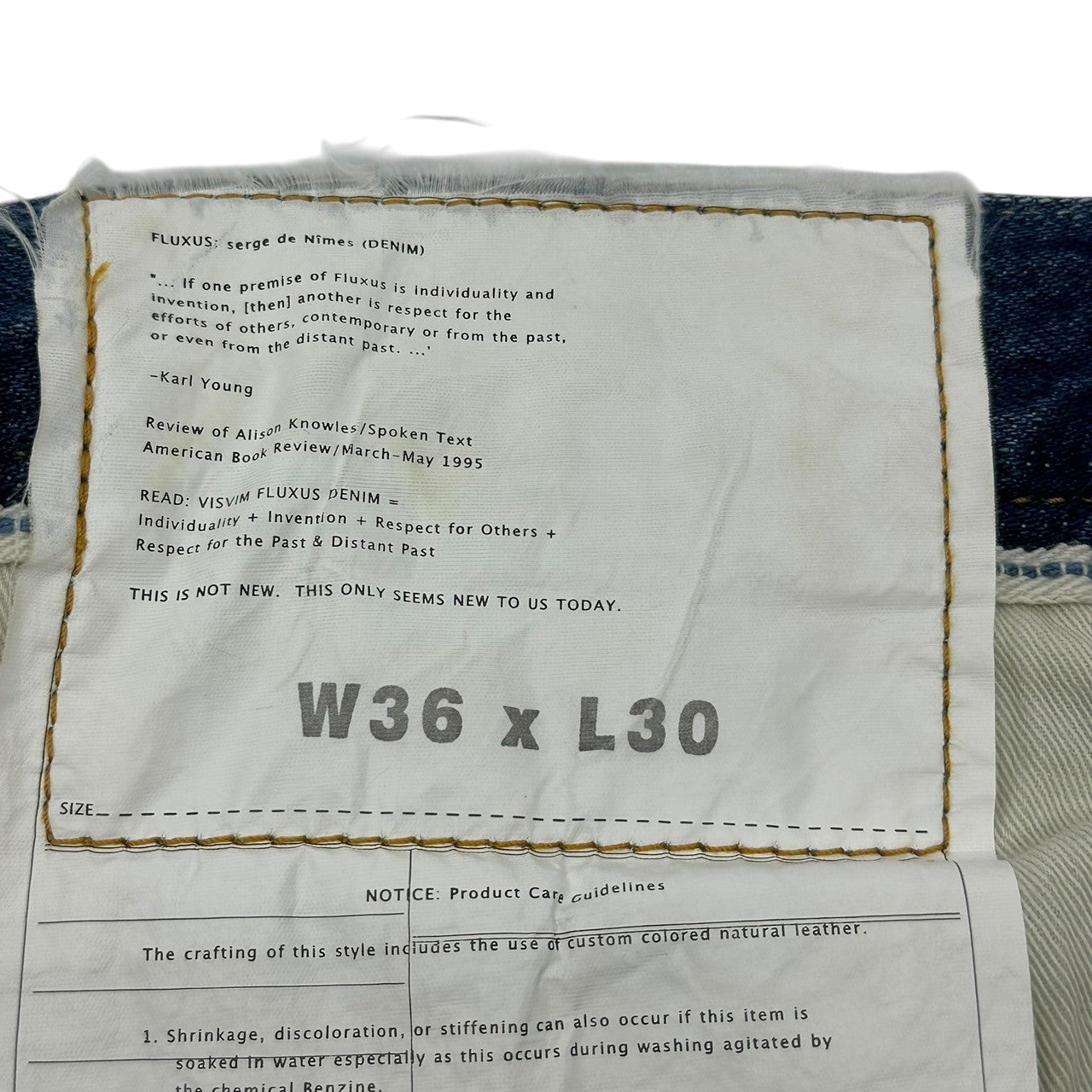 VISVIM(ビズビム/ヴィズヴィム) FLUXS Serge de nimes 06D4 ヴィンテージ 加工 デニム パンツ W36/L30 インディゴ スネークパッチ ダメージ リペア加工