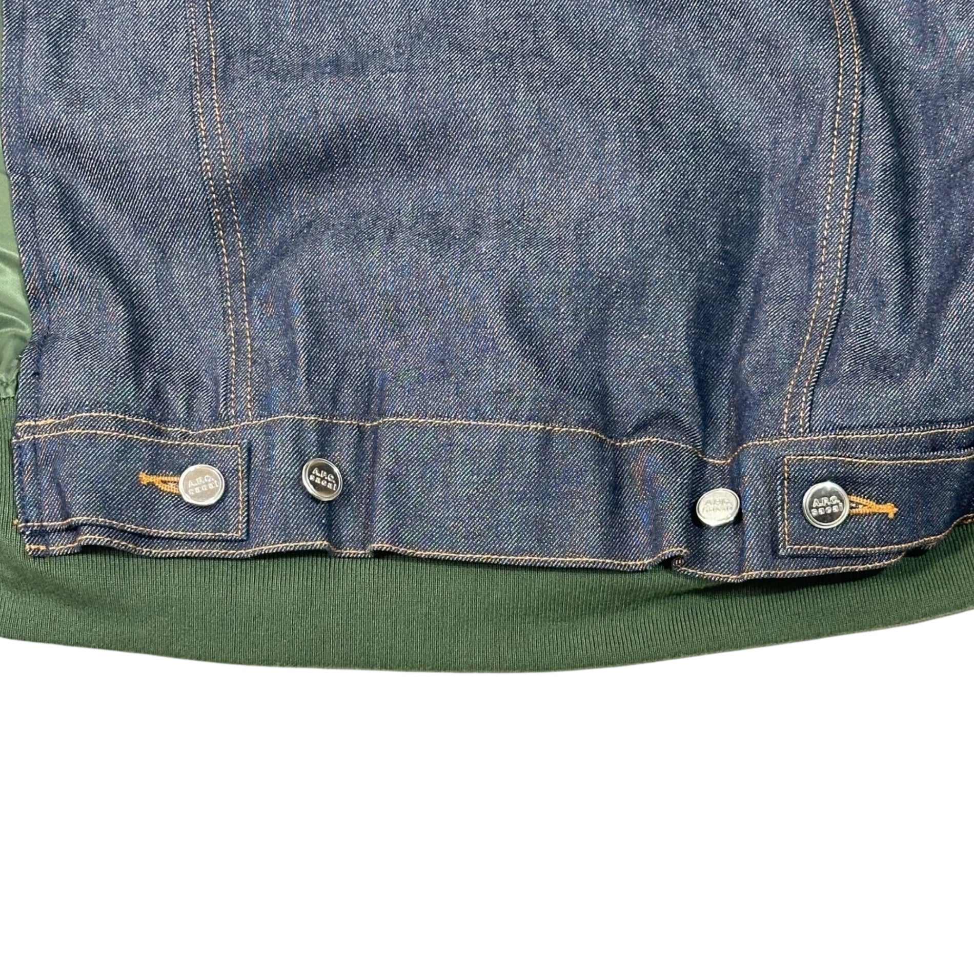 A.P.C.×sacai(アーペーセー×サカイ) BLOUSON EIMI denim jaket 切替 デニム ブルゾン ジャケット 21-0293S M インディゴ×カーキ