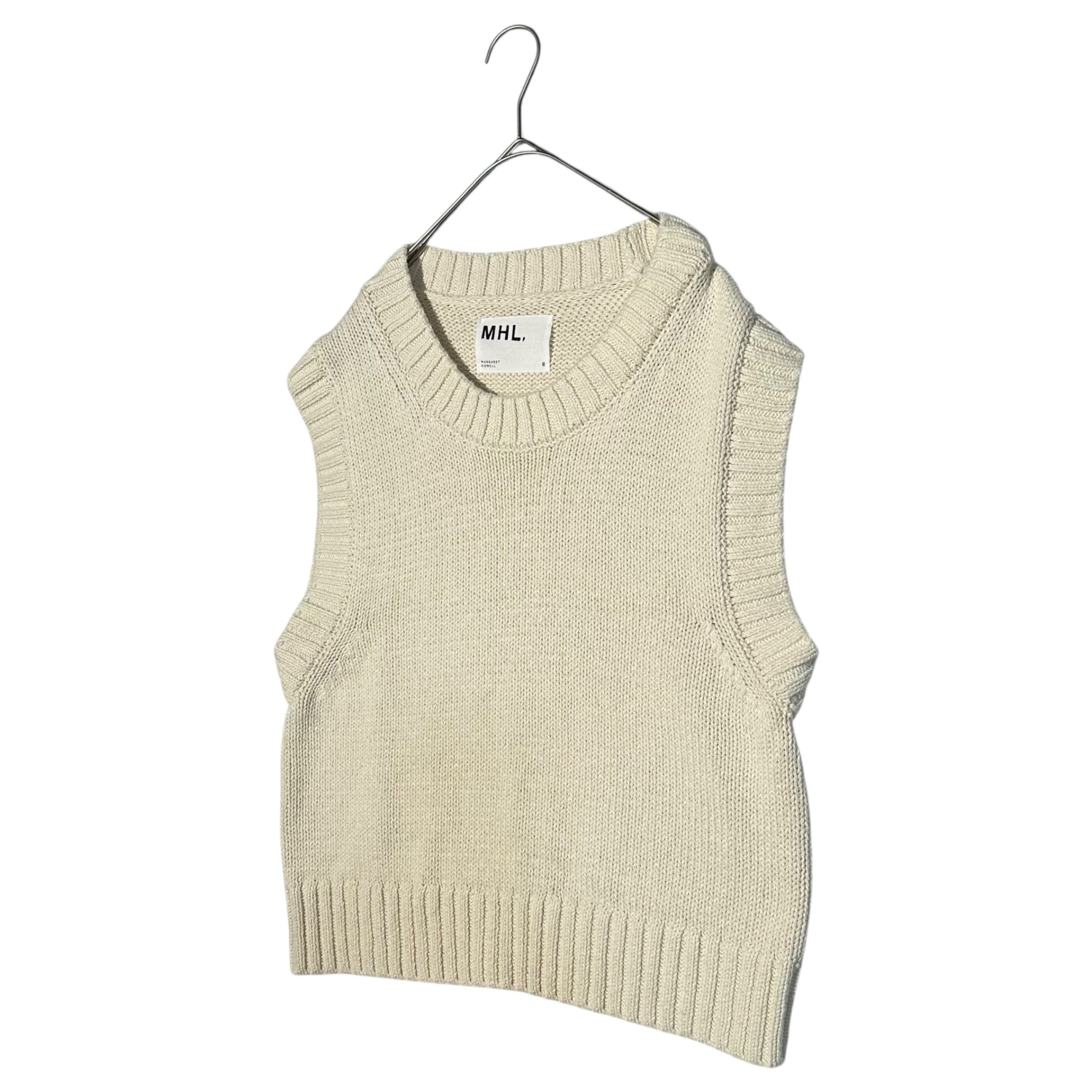 MHL.(マーガレットハウエル) 24SS Linen cotton low gauge knit vest リネン コットン ローゲージ ニット ベスト 595-4161500 2(M程度) アイボリー 参考定価20,000円+税