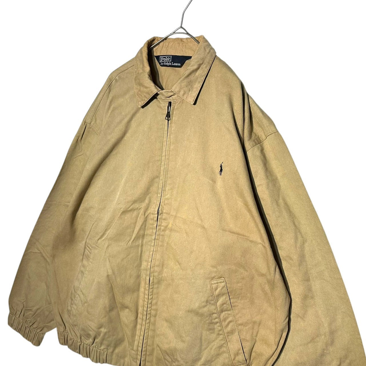 POLO RALPH LAUREN(ポロラルフローレン) 90's One-pointed Logo Zip-up Blouson ワンポイント ロゴ ジップ アップ ブルゾン M ベージュ 90年代 ヴィンテージ 古着 スイングトップ