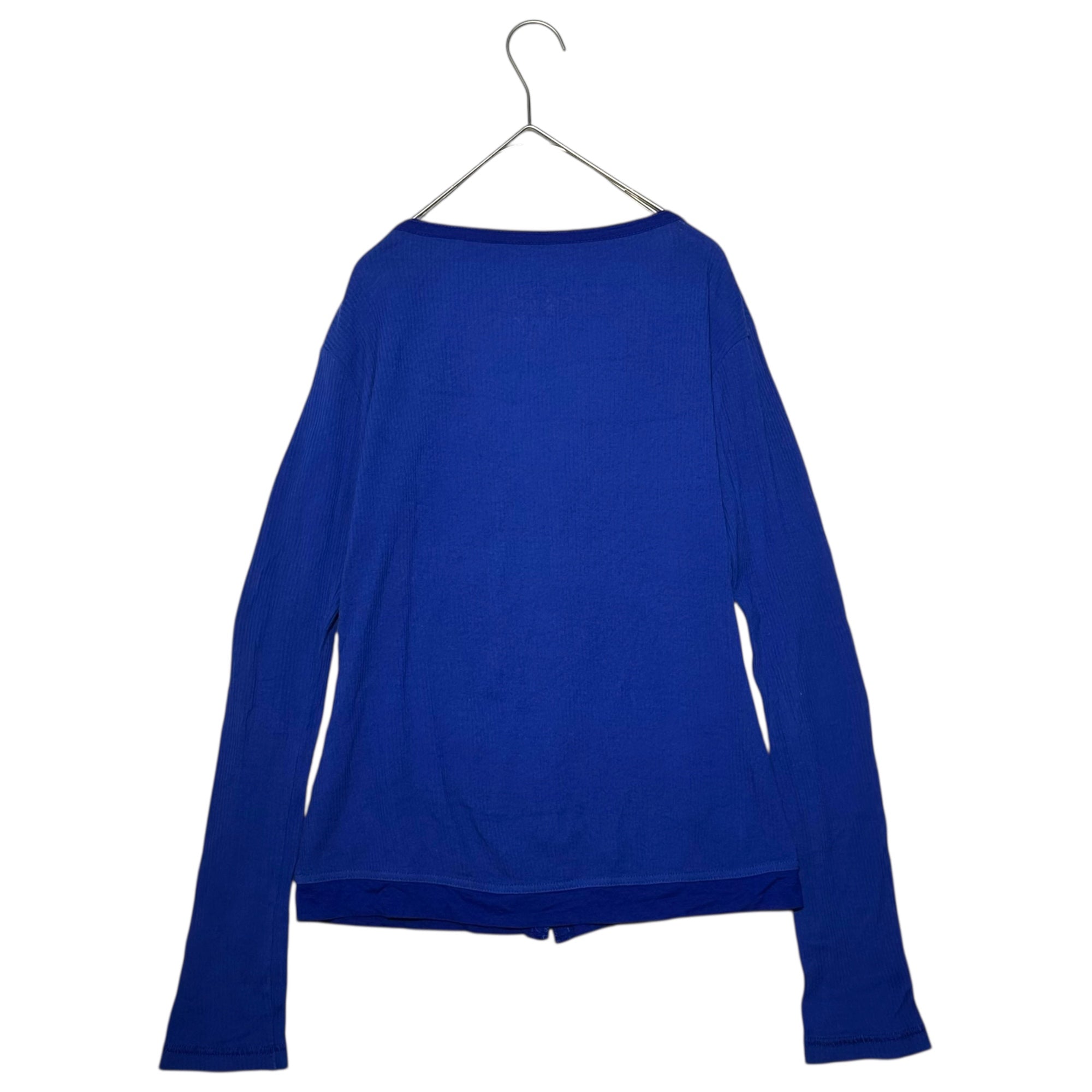 MARITHE FRANCOIS GIRBAUD(マリテフランソワジルボー) 00's V-neck Ribbed Cardigan Vネック リブ カーディガン F5-6736 M ブルー Y2K