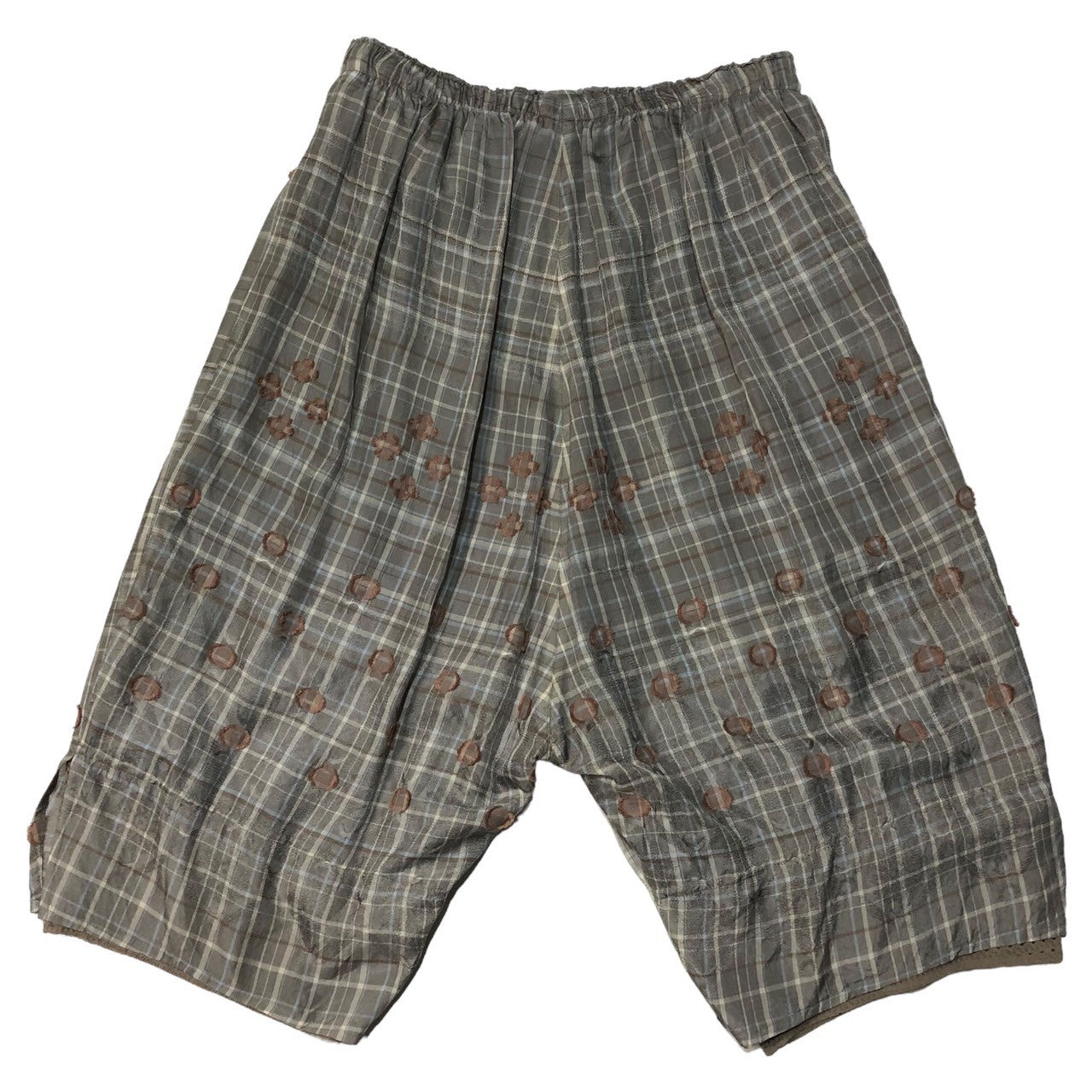 Haat ISSEY MIYAKE(ハートイッセイミヤケ) 00's old plaid long skirt オールド チェック柄 ハーフ パンツ HA41FF515 M グレー×ライトブルー×ブラウン