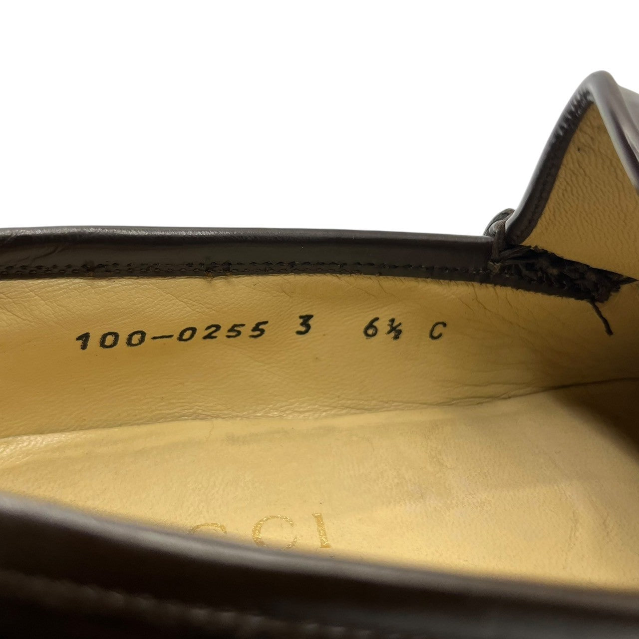 GUCCI(グッチ) Glass leather bit loafers ガラス レザー ビット ローファー 100-0255 6 1/2() ブラウン