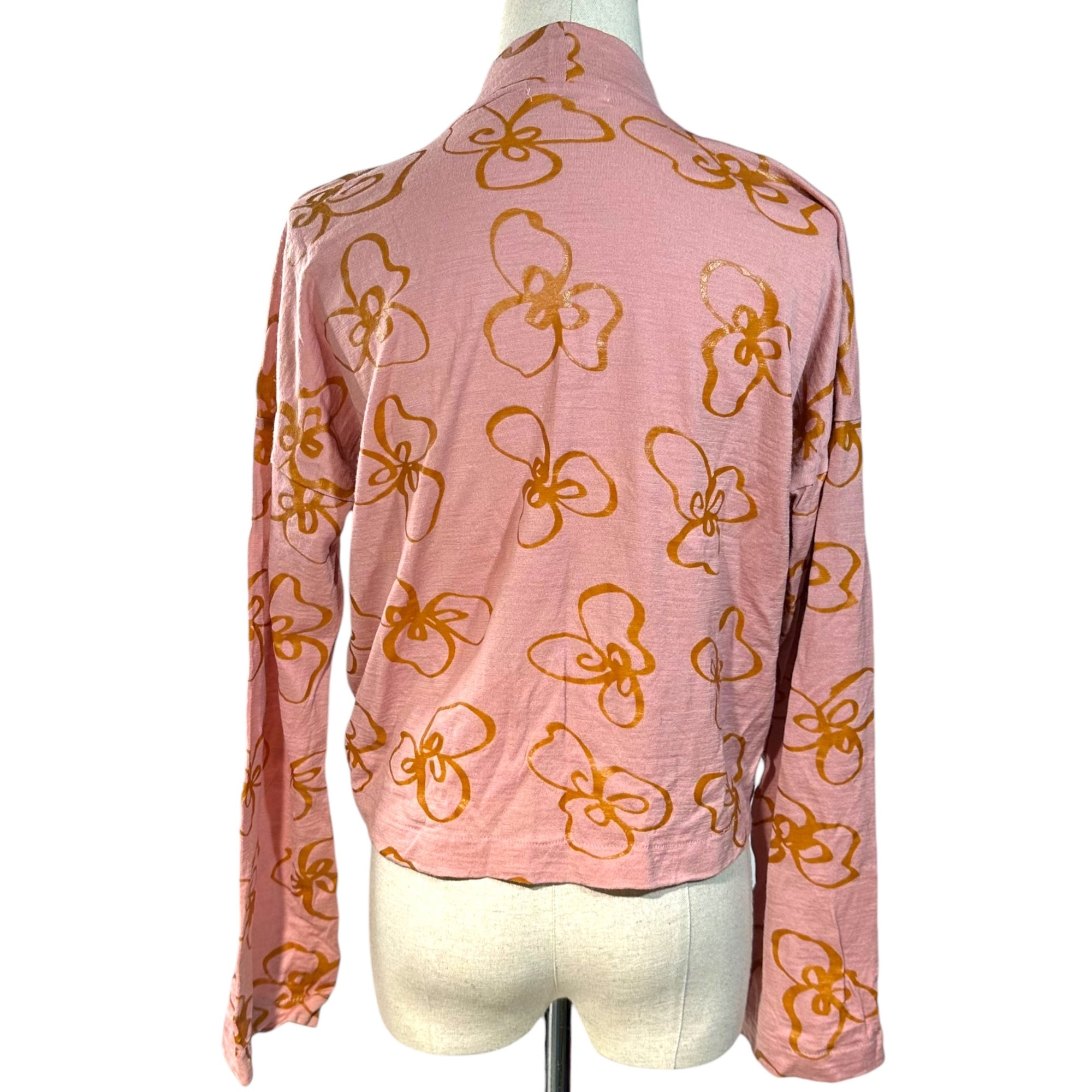 robe de chambre COMME des GARCONS(ローブドシャンブルコムデギャルソン) 97SS Floral Print Short-Length L/S T-shirt フラワー プリント ウール モックネック ショート丈 長袖 カットソー RT-040170 表記無(M程度) ピンク AD1996 90's 90年代 ヴィンテージ Tシャツ