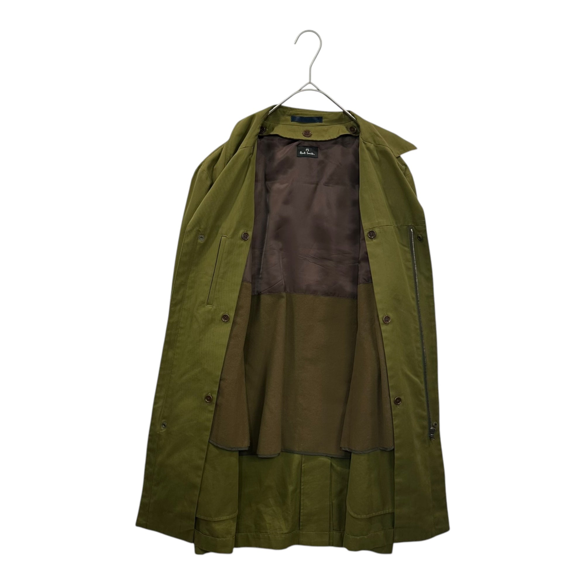 PS PAUL SMITH(ピーエスポールスミス) Lined Stand-Up Collar Zip-Up Coat ライナー付 ステンカラー ジップ コート M カーキ