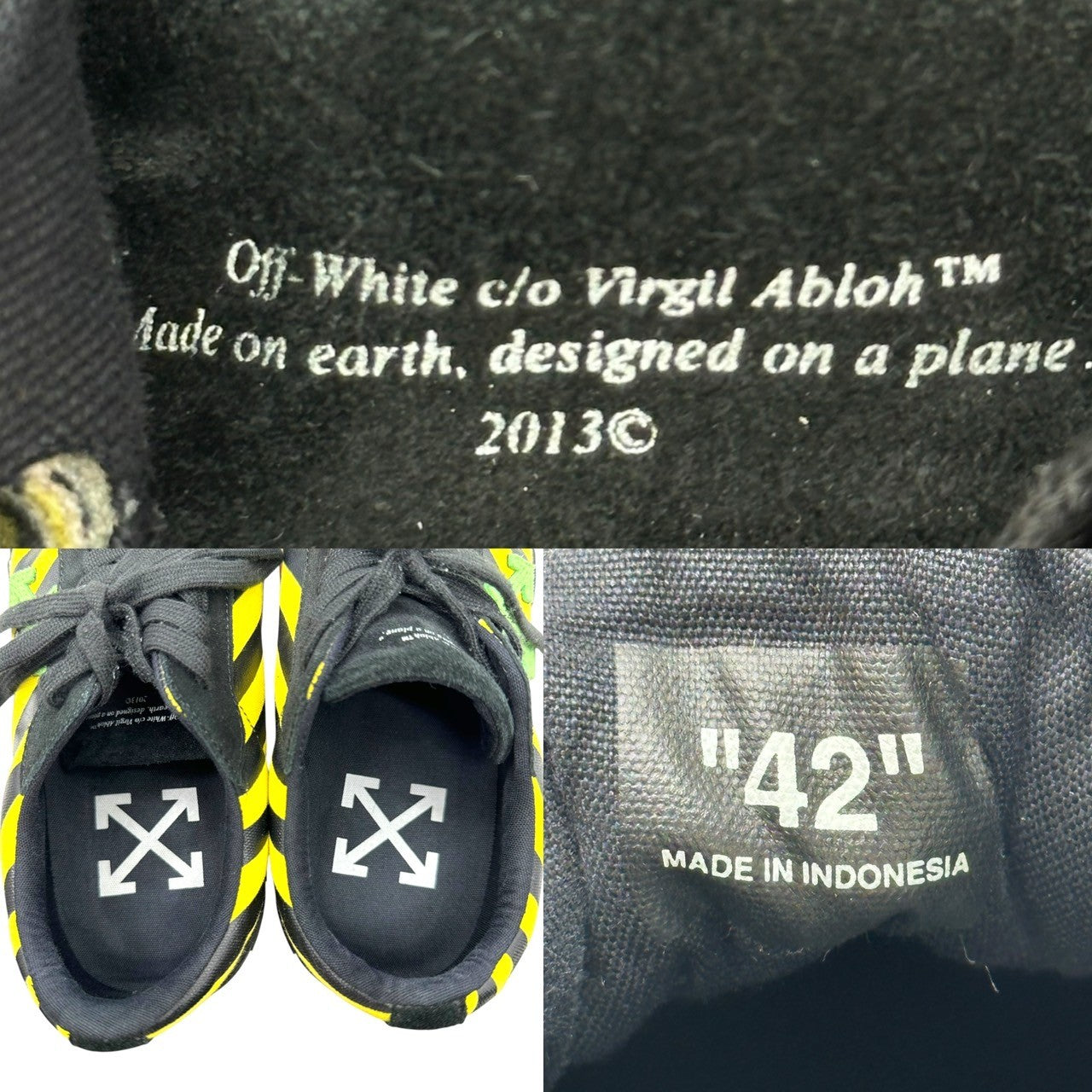 Off-White(オフホワイト) LOW VULCANIEZD ロゴ ローカット スニーカー OMIA085E19C210476040 42(26.5cm) ブラック×イエロー