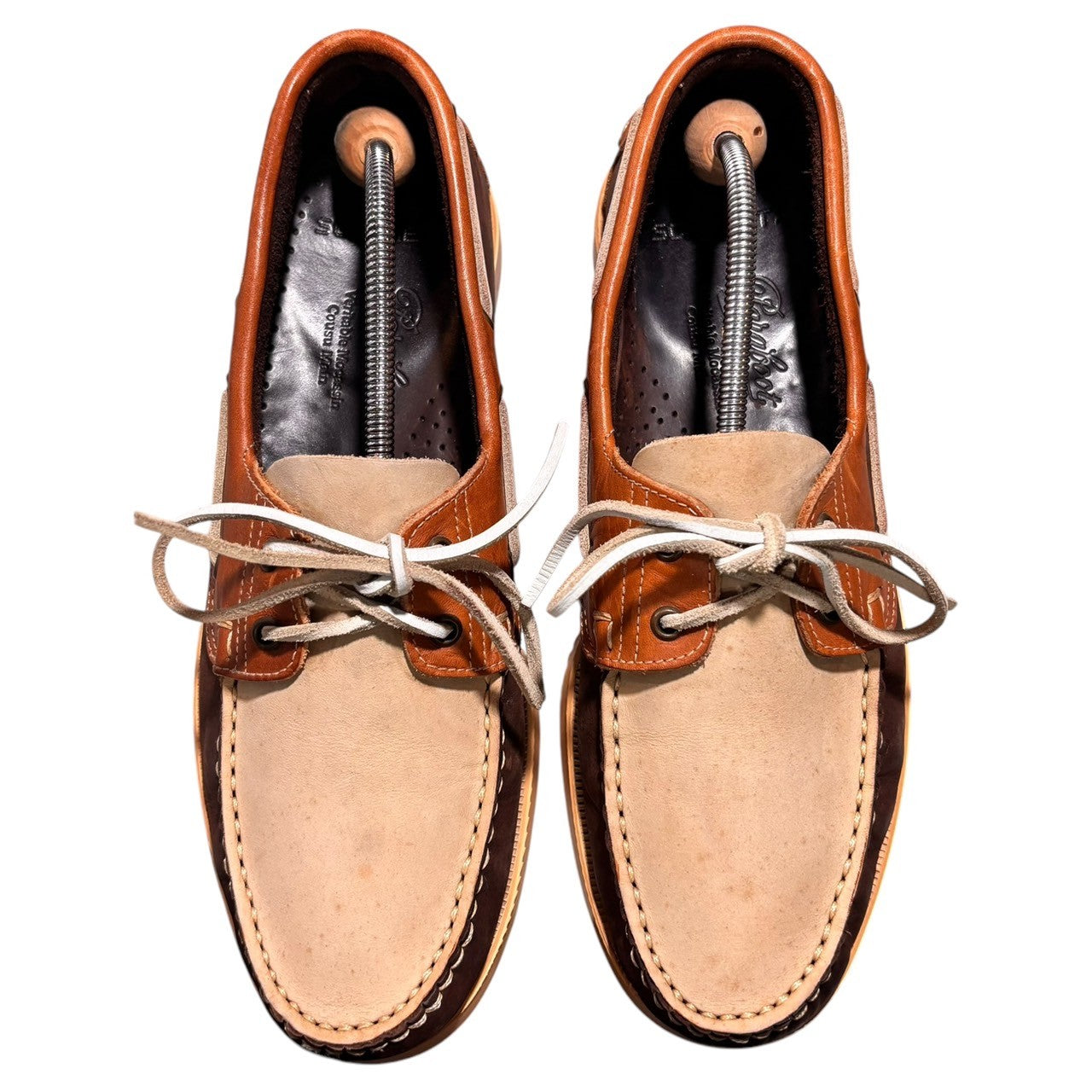 Paraboot×SOPHNET.(パラブーツ×ソフネット) BARTH moccasin deck shoes バース モカシン デッキ シューズ 表記消(28cm程度) ブラウン×アイボリー コラボ 別注