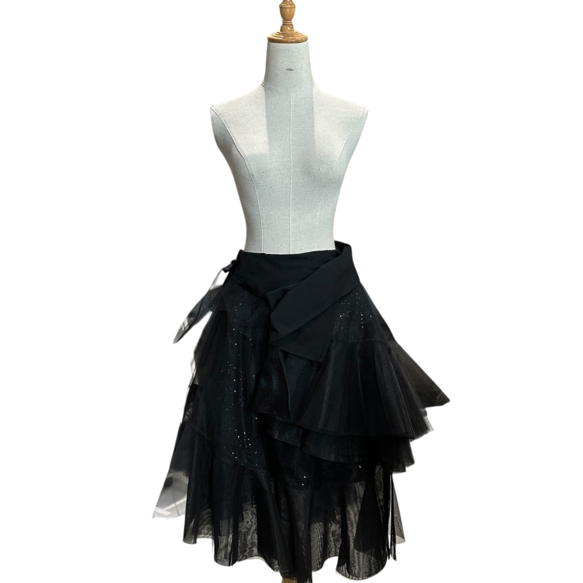 COMME des GARCONS JUNYA WATANABE(コムデギャルソンジュンヤワタナベ) 14AW Sequin-embellished tulle layered skirt スパンコール装飾 チュール レイヤード スカート JN-S014 S ブラック AD2014