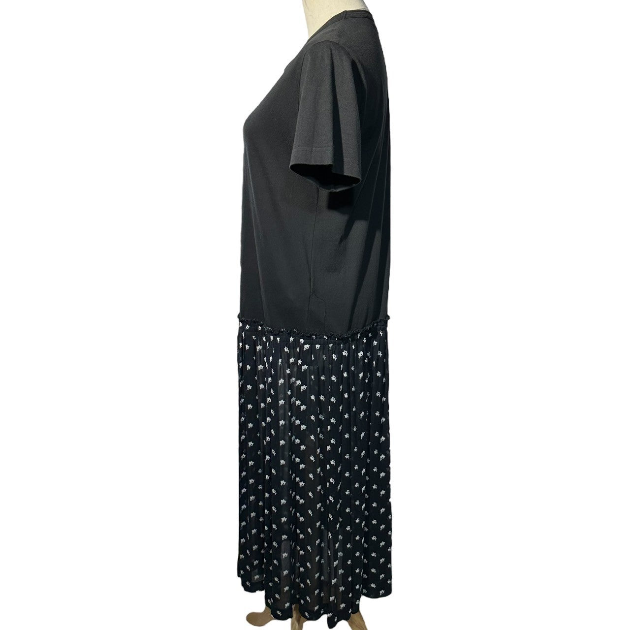 COMME des GARCONS COMME des GARCONS(コムデギャルソンコムデギャルソン) 14SS Cupra Blend S/S Shift Dress キュプラ 切替 カットソー 半袖 ワンピース RM-O016 S ブラック×ネイビー