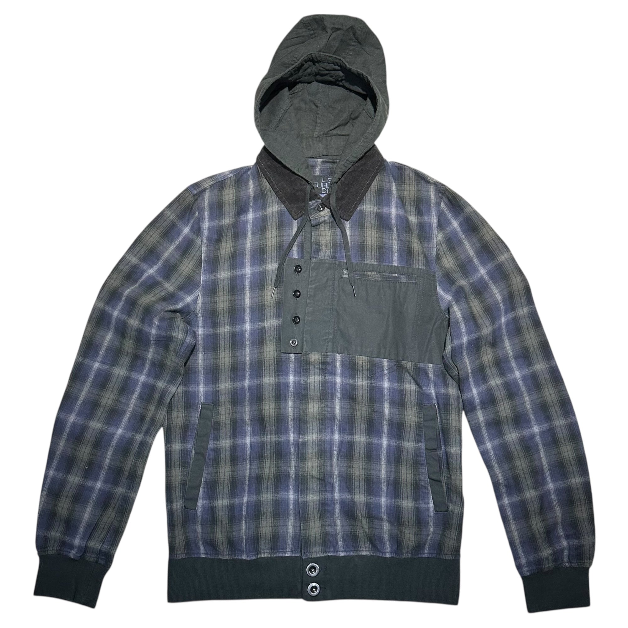 MARITHE FRANCOIS GIRBAUD(マリテフランソワジルボー) 00's Hooded Ombre Check Shirt フーデッド オンブレ チェック シャツ M7-4663 M ネイビー×ブラック Y2K ジャケット