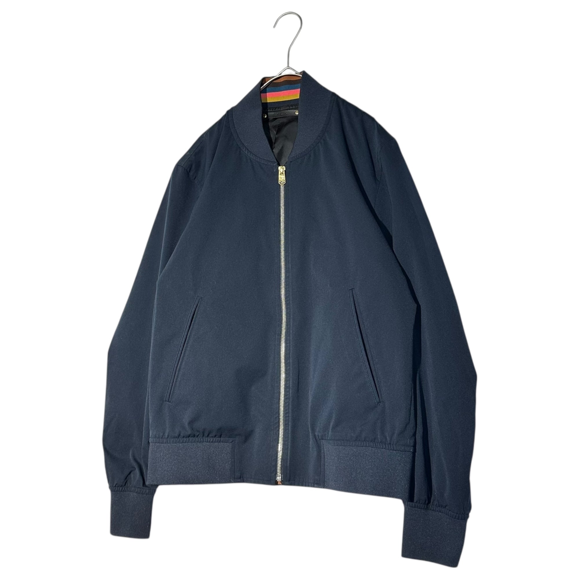 PAUL SMITH(ポールスミス) 18SS ZIP UP SHORT BLOUSON Artist Stripe Rib ジップアップ ショート ブルゾン アーティスト ストライプ リブ 183052 680RS M ネイビー ジャケット 参考定価55,000円(税込)