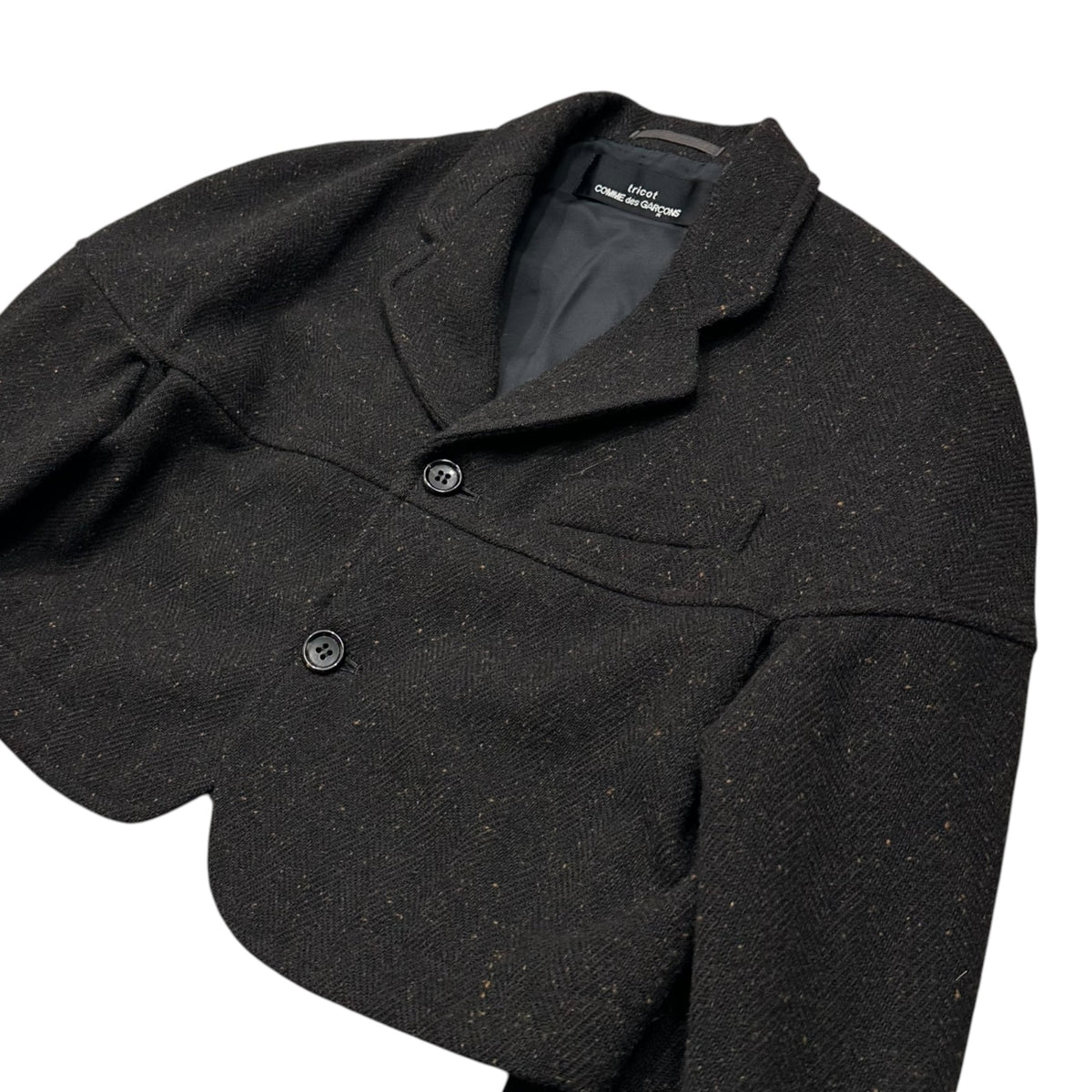 tricot COMME des GARCONS(トリココムデギャルソン) 1990AW Nep-Wool Short-Length Jacket ネップ ウール ショート レングス ジャケット TJ-080200 FREE ブラウン AD1990 90s アーカイブ 男性着用可能