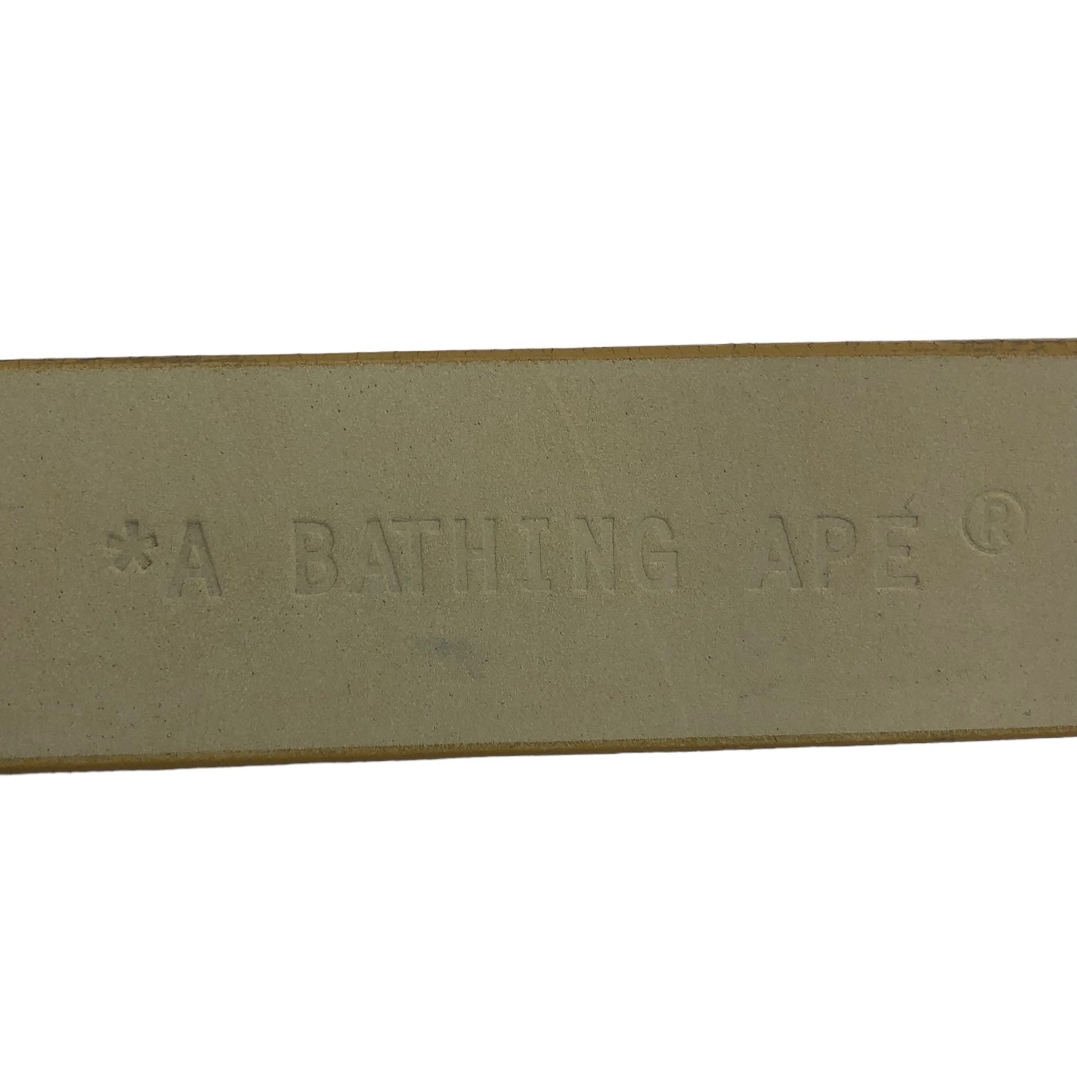 A BATHING APE(アベイシングエイプ) 00's "BAPE" buckle fast camo leather belt ロゴ バックル ファースト カモ レザー ベルト M カーキ カモフラ 日本製 Y2K
