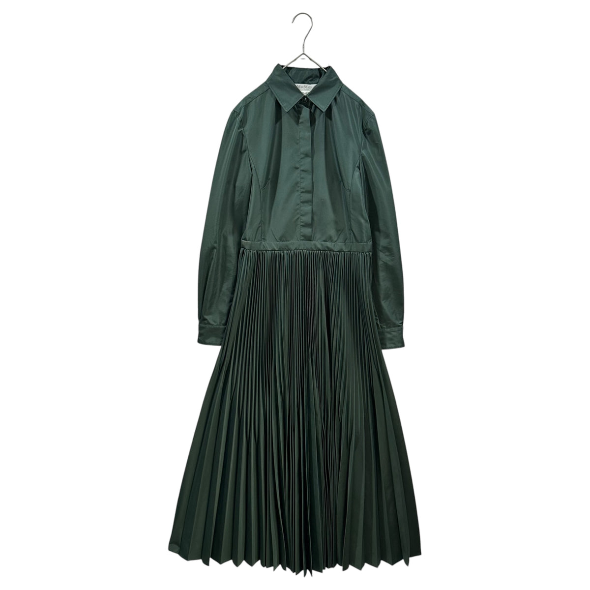 MAX MARA(マックスマーラ) Regular-collar pleated shirt-style long 