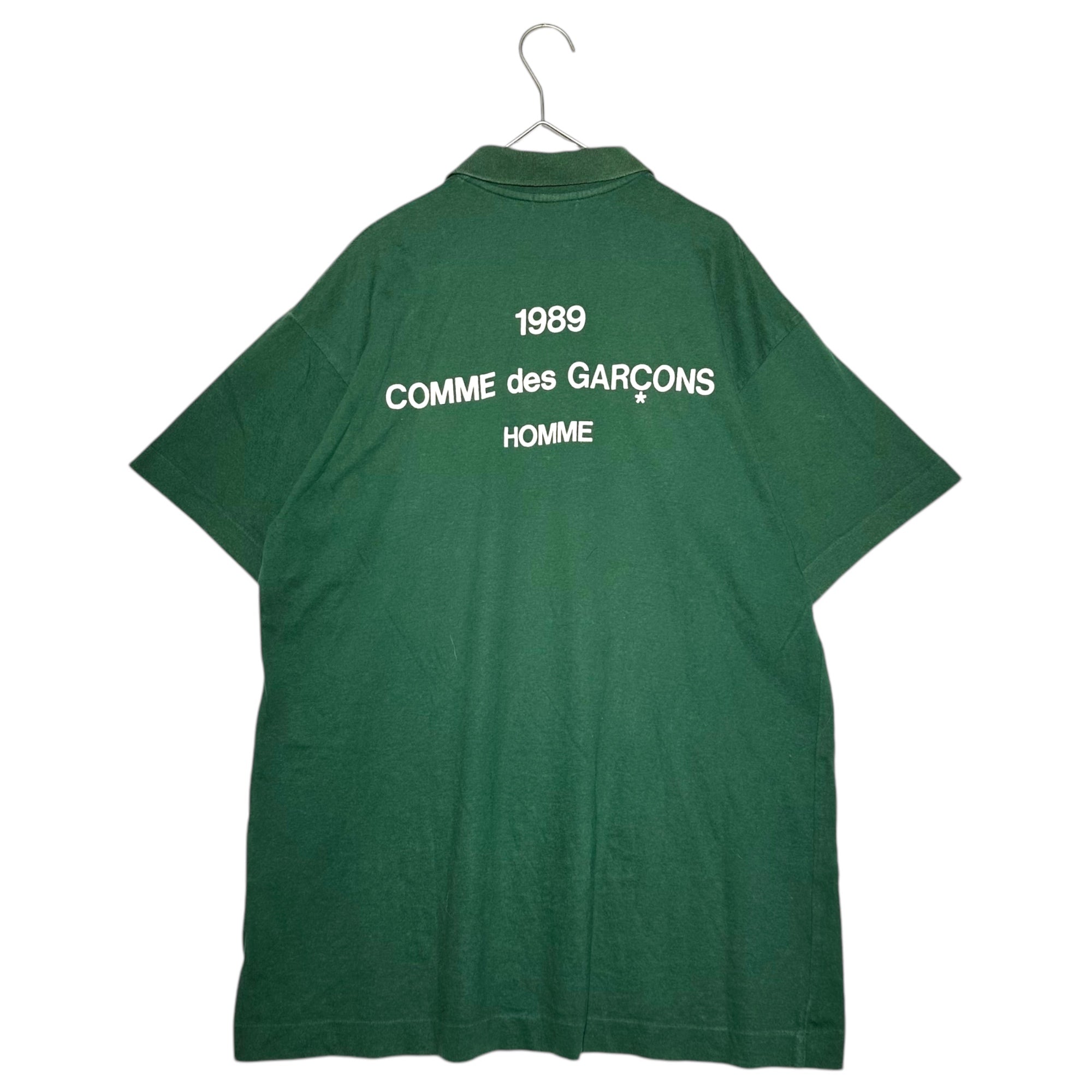 COMME des GARCONS HOMME(コムデギャルソンオム) 1989 back logo print polo shirt 80年代 バックロゴ プリント ポロシャツ 川久保玲 本人期 HT-020260 FREE グリーン ヴィンテージ 稀少品