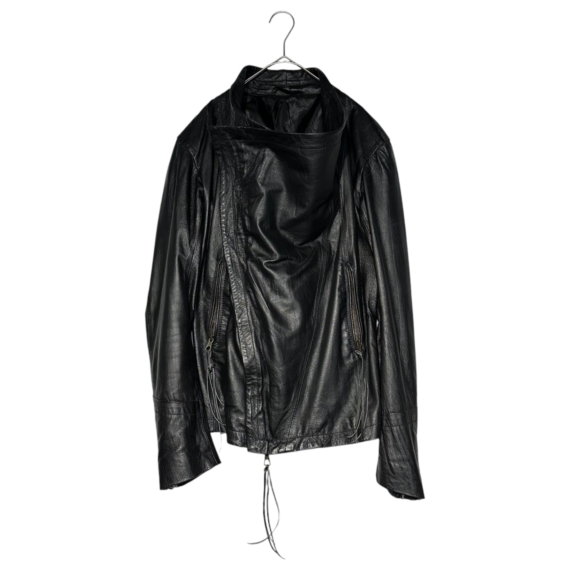 goa(ゴア) Deformed Gimmick Leather Double Riders Jacket 変易 ギミック ダブル ライダース ジャケット 35047084 1(S程度) ブラック Y2K 平成