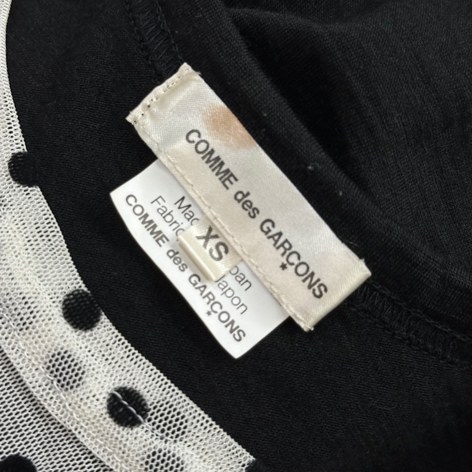 COMME des GARCONS(コムデギャルソン) 2011AW Polka Dot Mesh-Panel Wool Knit Top ドット メッシュ 切替 ウール カットソー GH-T047 XS ブラック×ホワイト AD2011