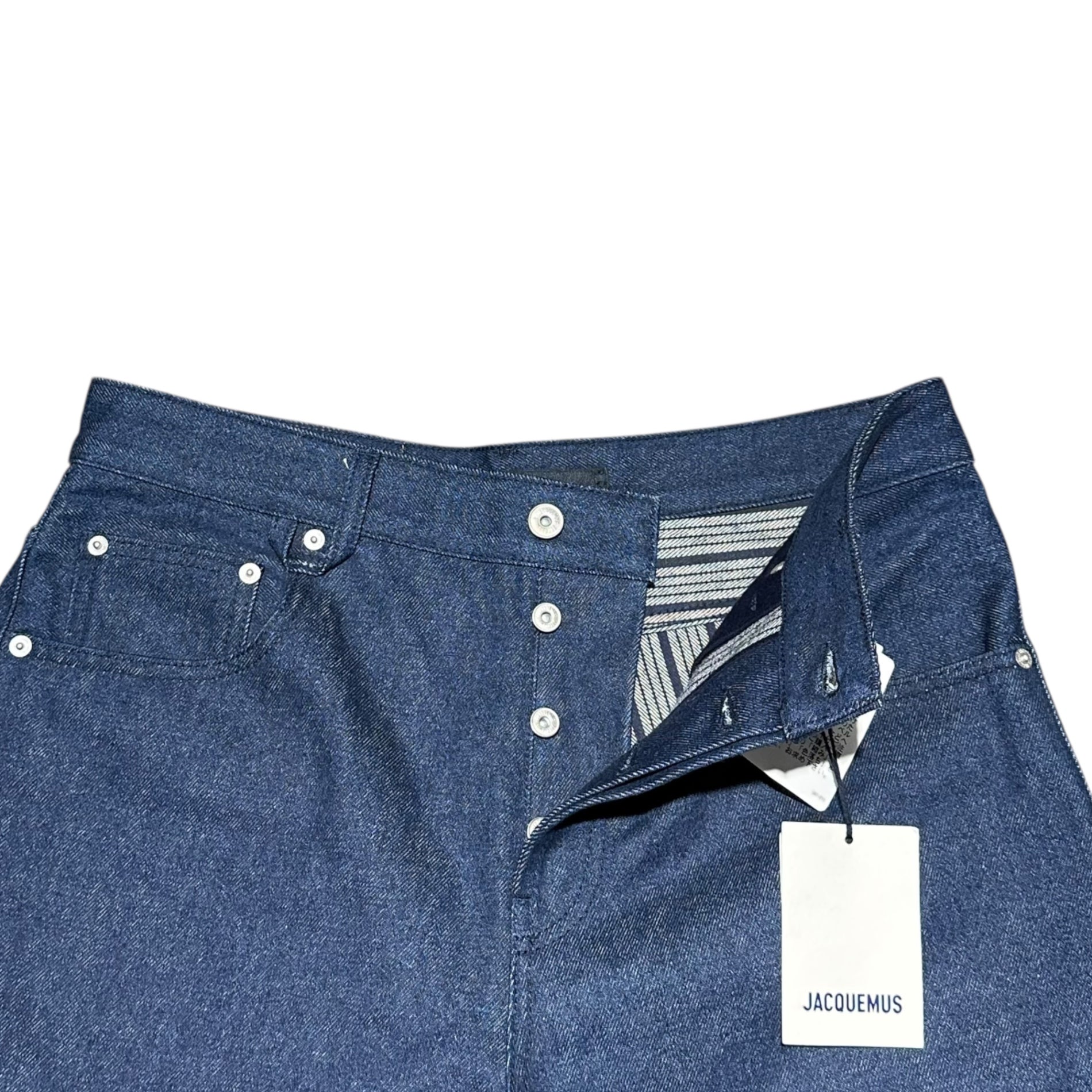 JACQUEMUS(ジャックムス) 24AW Le De-Nimes Large Jeans ロールアップ バギー デニム パンツ 246DE068-1513 32 インディゴ ワイド 参考定価97,400円