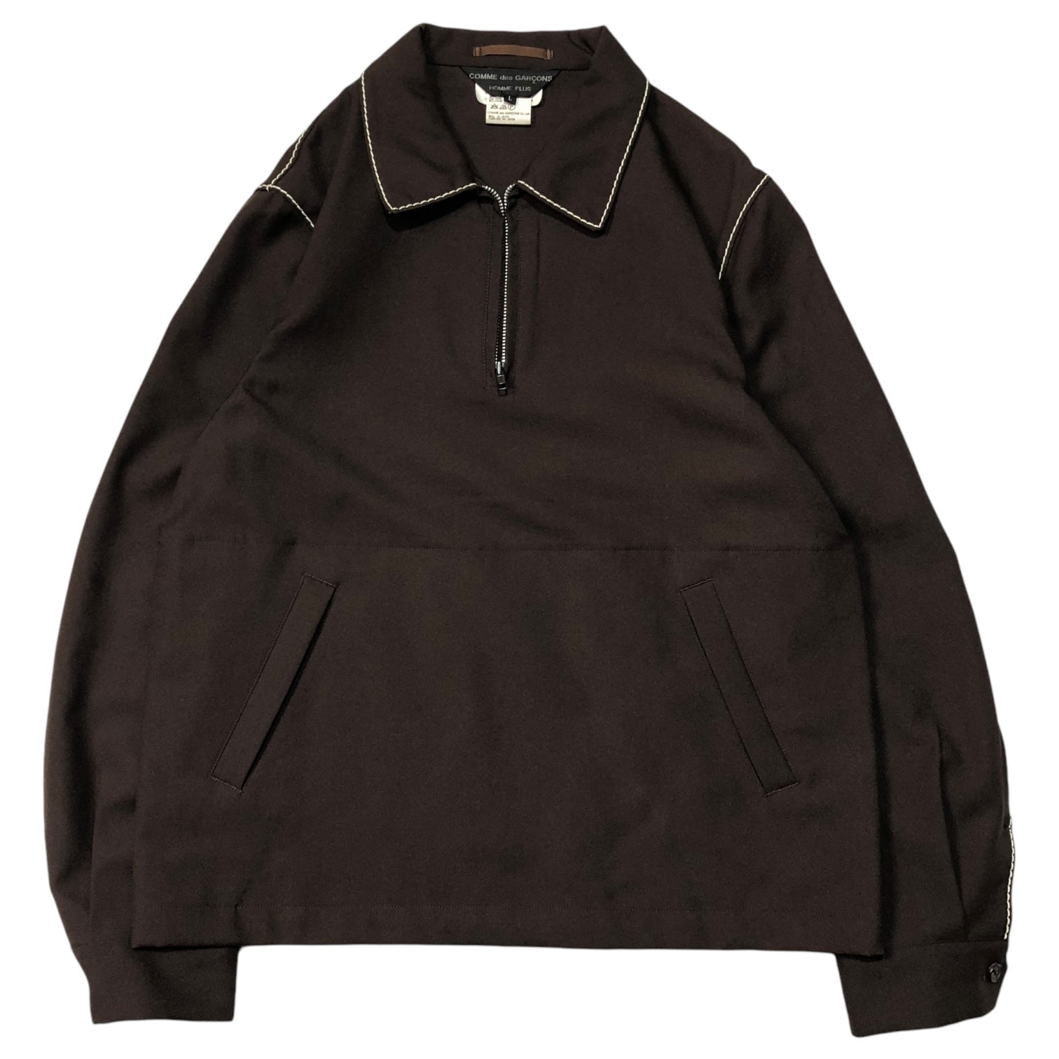COMME des GARCONS HOMME PLUS(コムデギャルソンオムプリュス) 99AW Souvenir Kitsch stitched pullover jacket スーベニールキッチュ期 ステッチ プルオーバー ジャケット XJ-01079L L ブラウン×ホワイト AD1999 エルメス期 稀少品 コレクションランウェイ着用アイテム