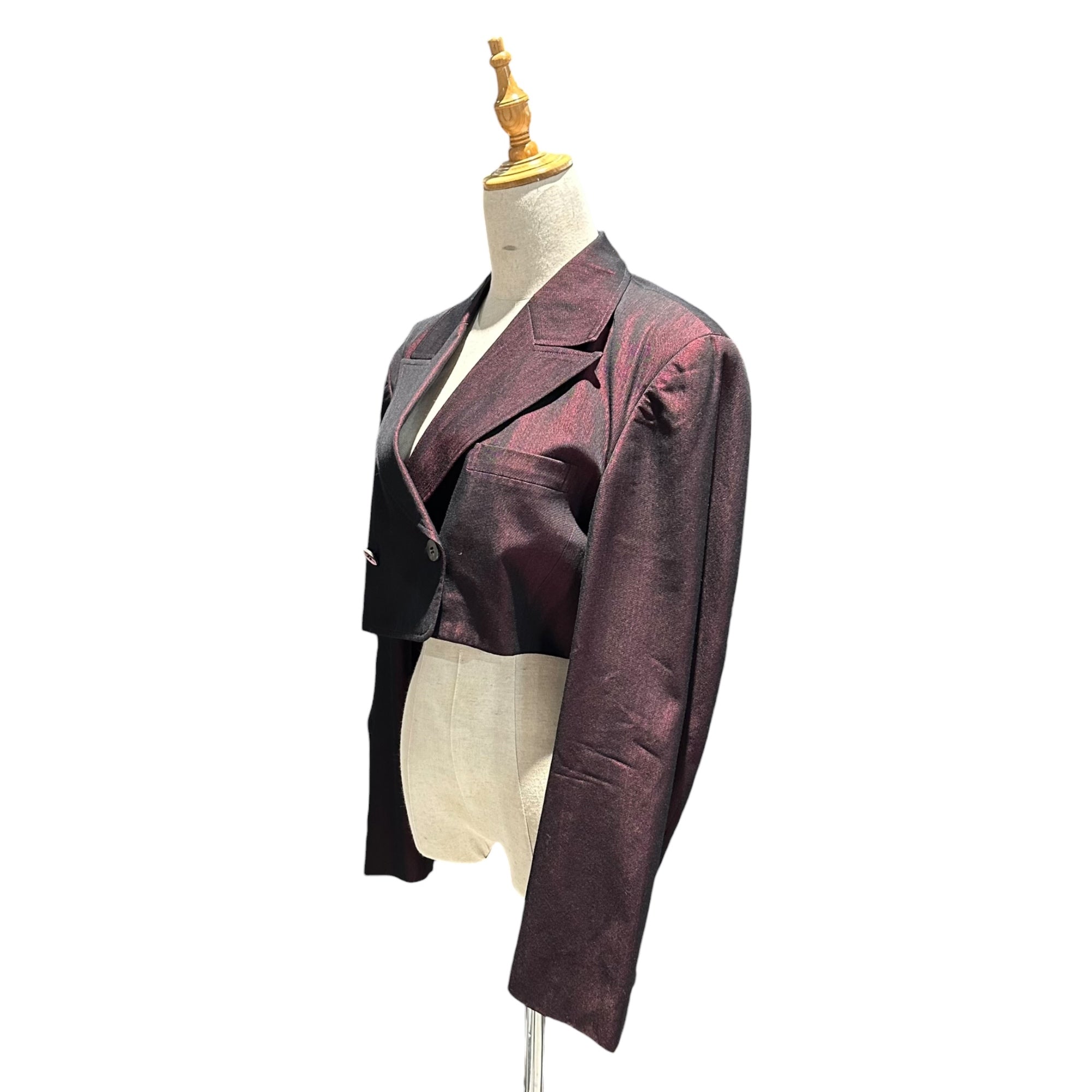 tricot COMME des GARCONS(トリココムデギャルソン) Short-length double-breasted tailored jacket 短丈 ショート丈 ダブル テーラード ジャケット 表記無(M程度) ボルドー×ブラック