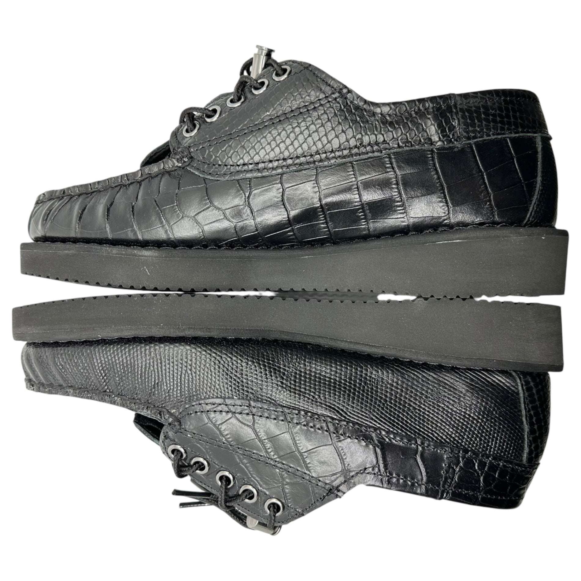 Engineered Garments×SEBAGO(エンジニアードガーメンツ×セバゴ) Zipper Deck Exotic ジッパーデッキ エキゾチック デッキ シューズ 77113FW 27.54cm ブラック レザー 革靴