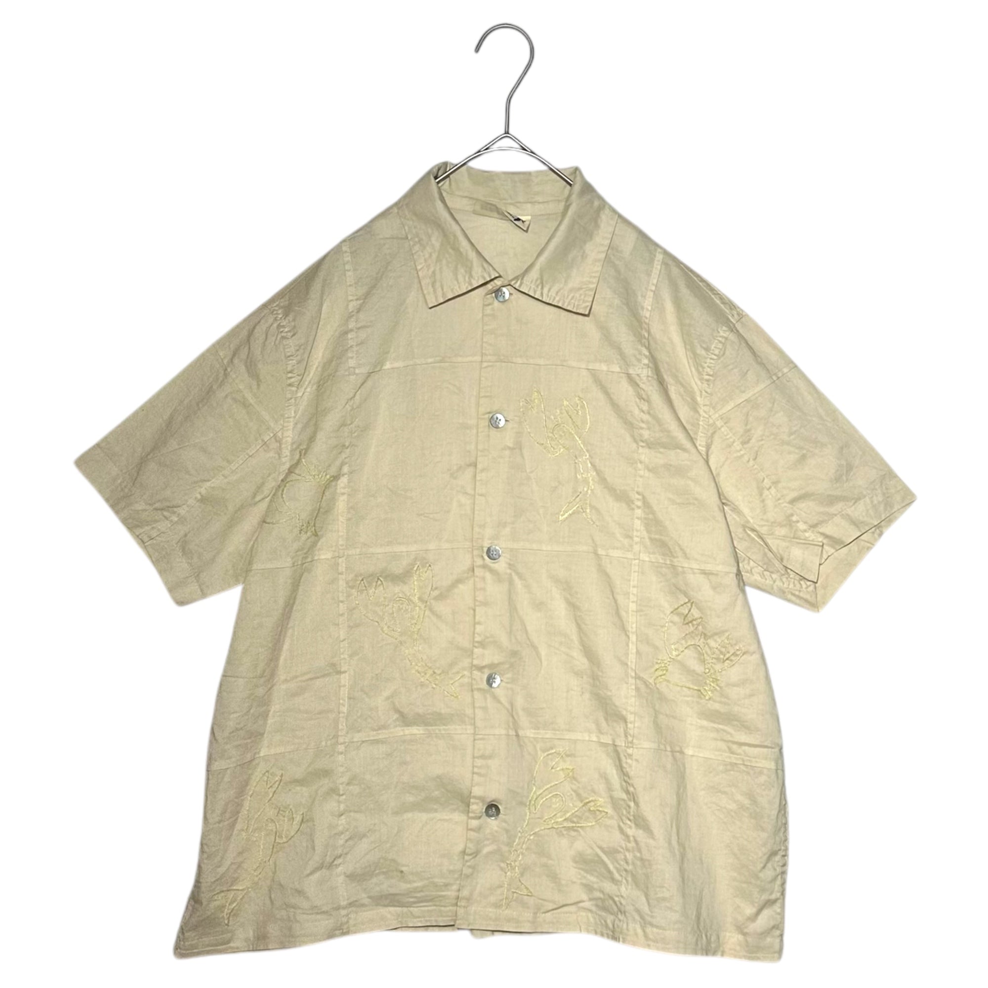 HAI SPORTING GEAR ISSEY MIYAKE(ハイスポルティングギア イッセイミヤケ) 80's Animal Embroidery Short Sleeve Cotton Shirt 80年代 動物 刺繍 半袖 コットン シャツ M アイボリー