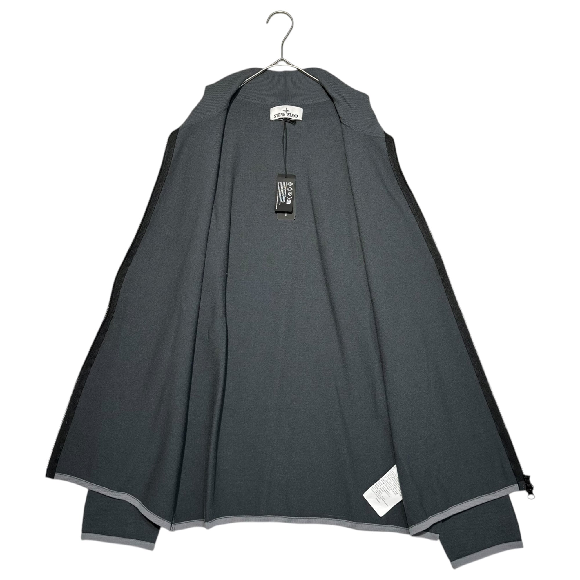 STONE ISLAND(ストーンアイランド) 23AW Compass-Patch High-Neck Zipped Cardigan Jacket ドライバーズ ニット 7915503A1 XXL グレー ニット ブルゾン カーディガン ジャケット