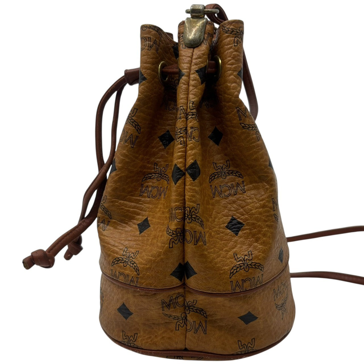 MCM(エムシーエム) Mini Drawstring Shoulder Pouch ミニ 巾着型 ショルダー ポーチ バッグ ブラウン