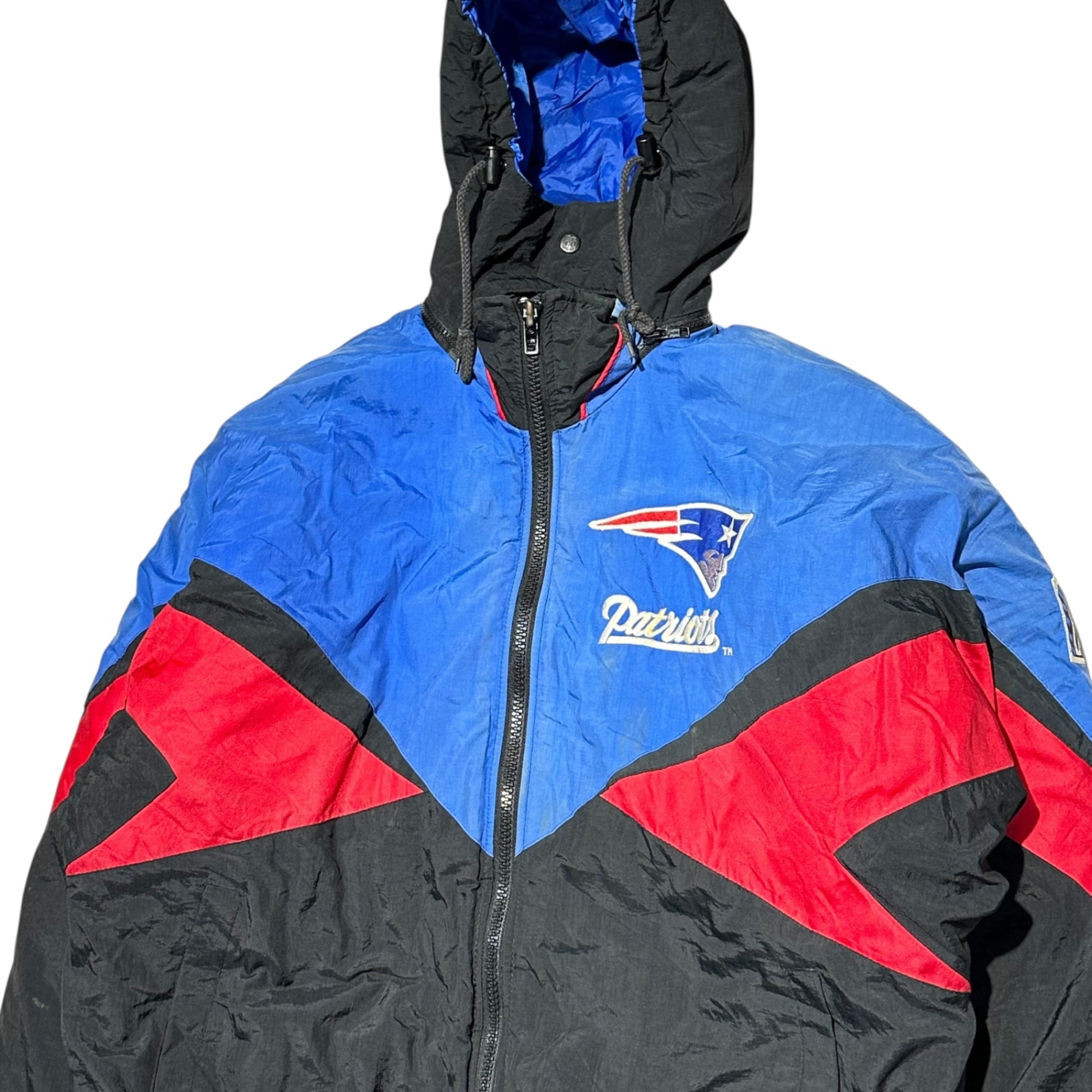 Pro PLayer(プロプレイヤー) 90's NFL "Patriots" Padded Nylon Jacket パテッド ナイロン ジャケット M ブルー×ブラック 90年代 ヴィンテージ ニューイングランド ペイトリオッツ